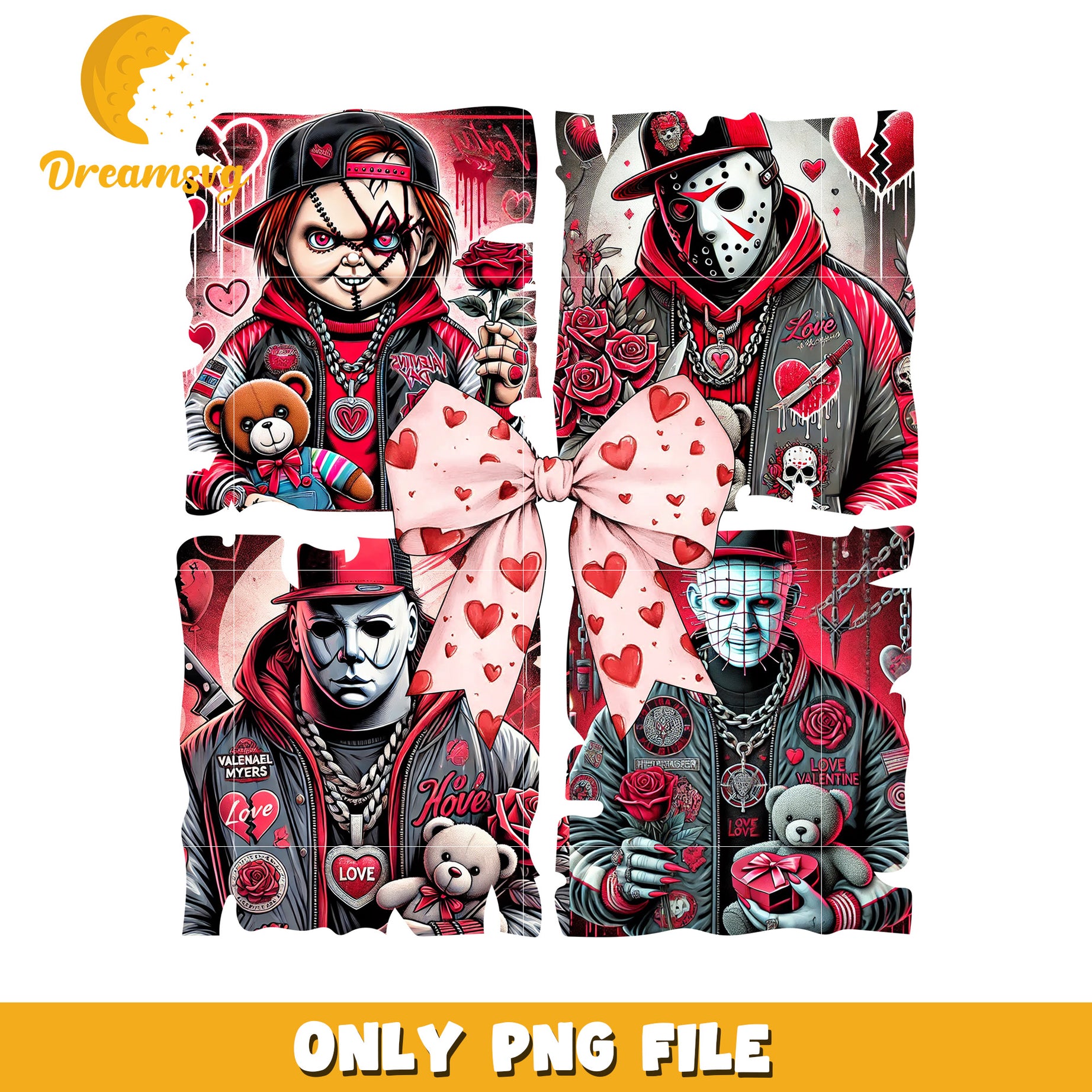 Vintage Horror Valentine Art PNG Graphic Design