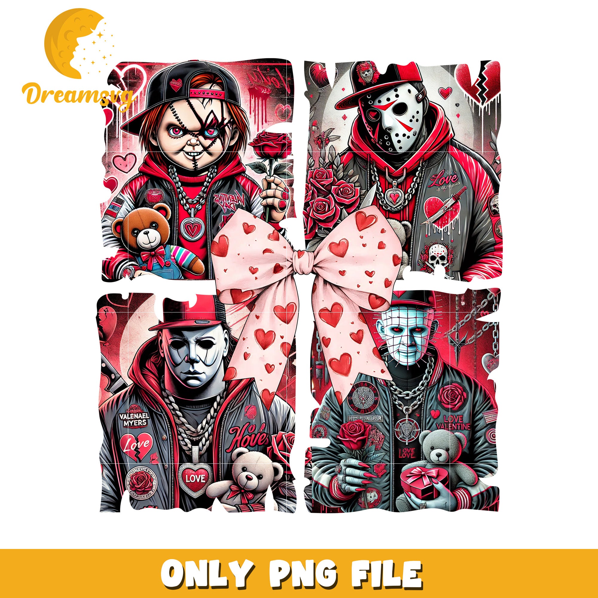 Vintage Horror Valentine Art PNG Graphic Design