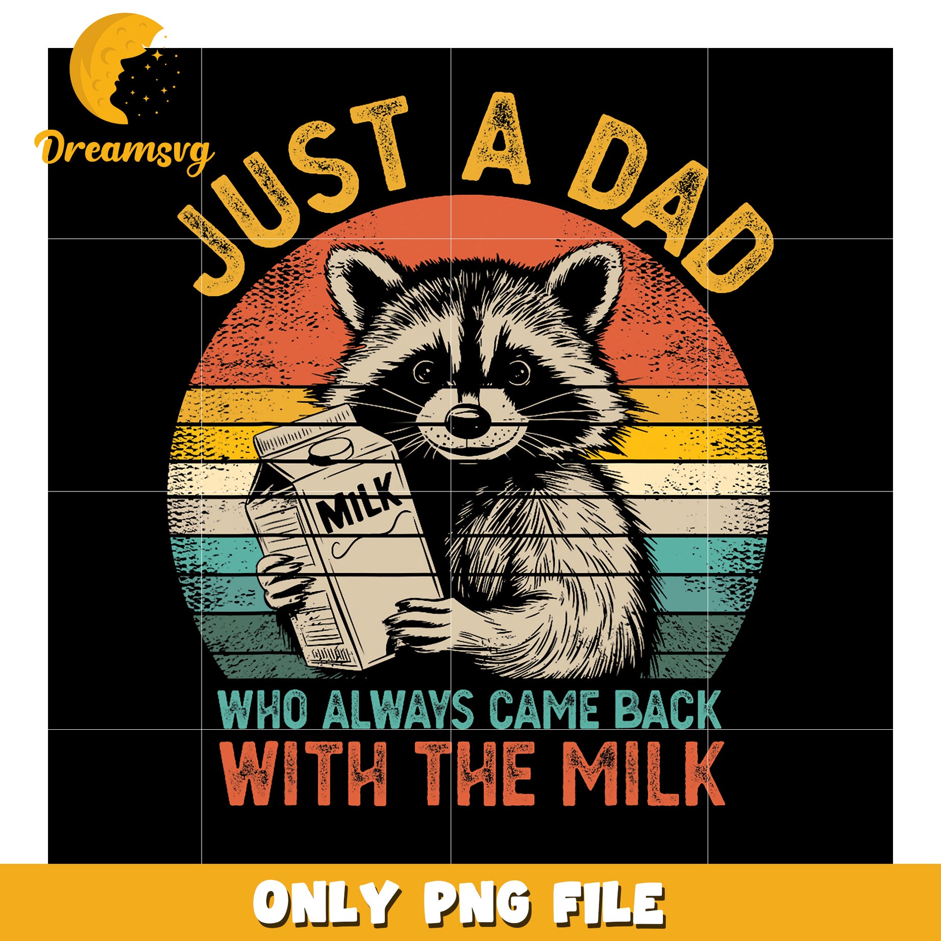 Vintage Raccoon Dad Milk PNG
