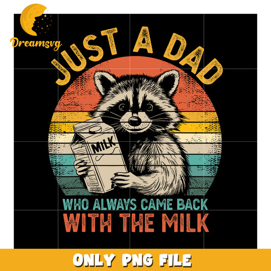 Vintage Raccoon Dad Milk PNG