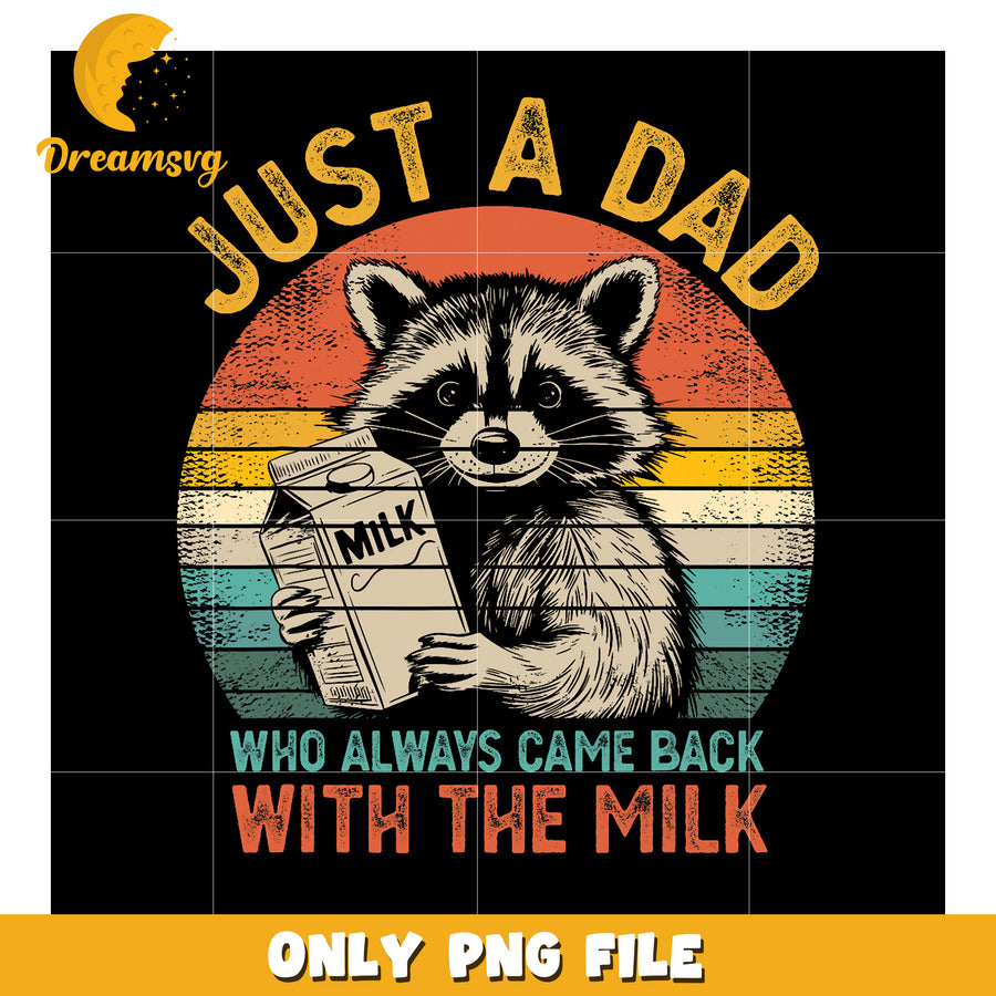 Vintage Raccoon Dad Milk PNG