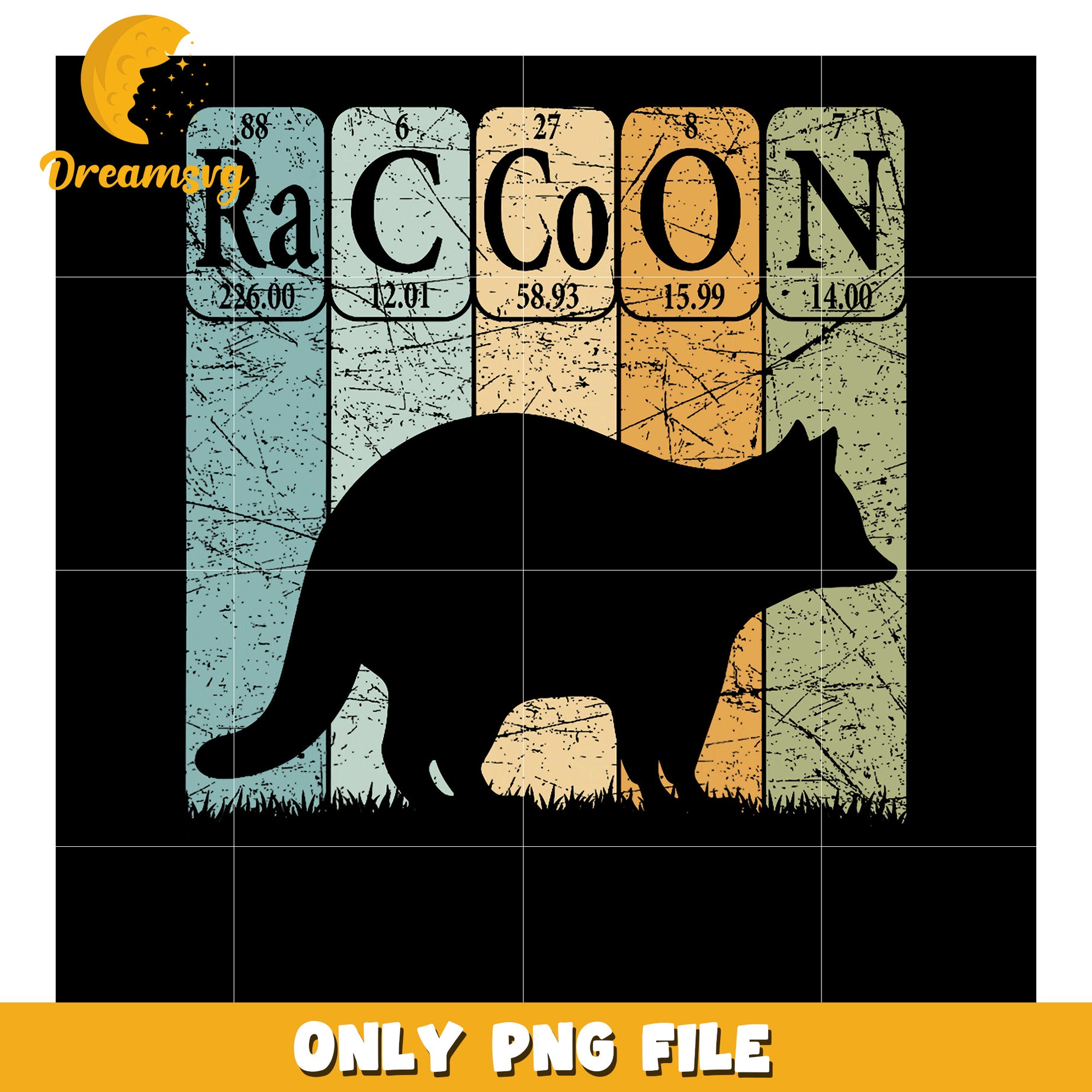 Vintage Raccoon Periodic Table PNG