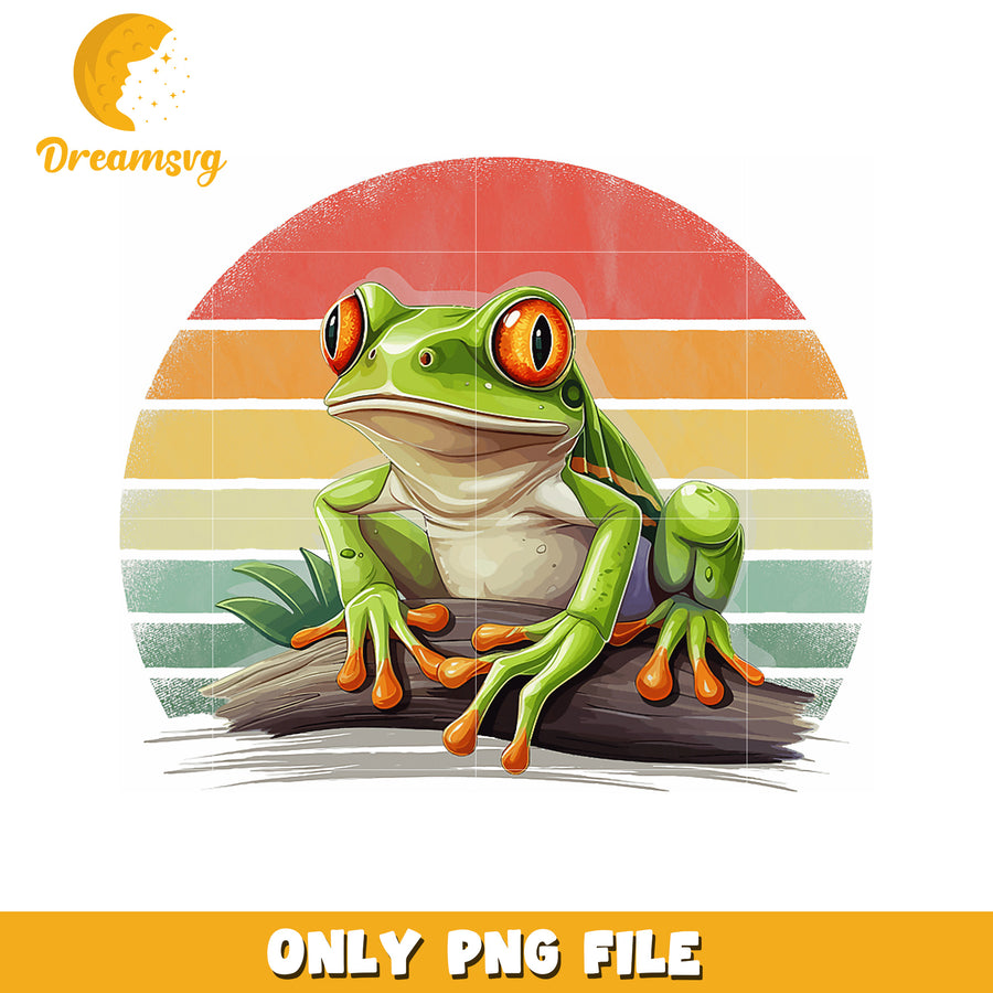Vintage Sunset Frog PNG Download