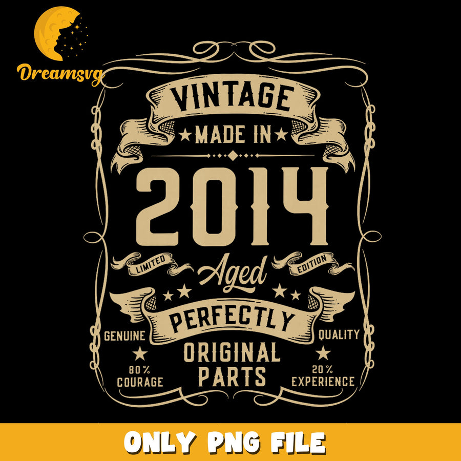 Vintage Design PNG, Aged Perfection, Year 2014 PNG