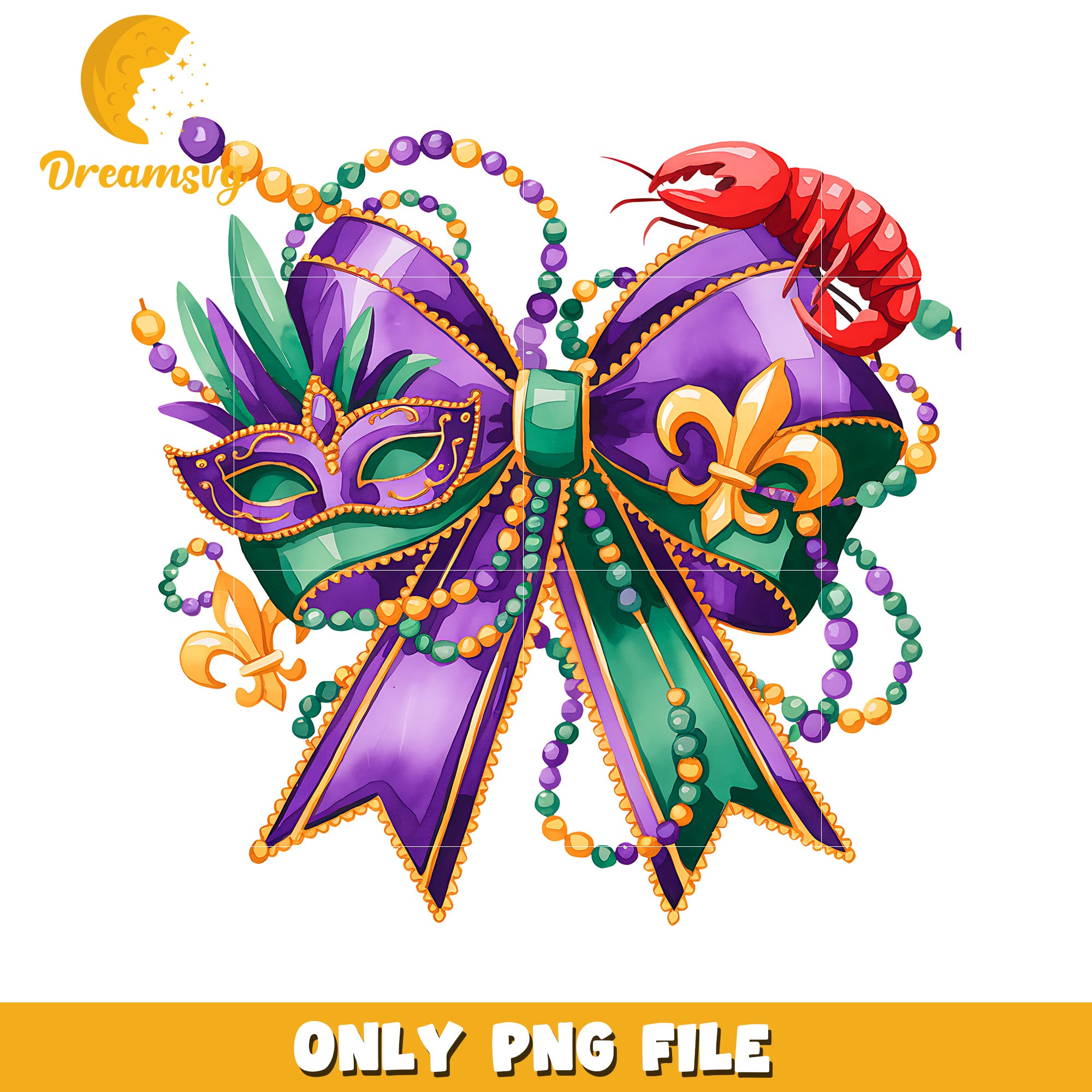 Vintage bow and lobster png, mardi gras png, lobster png