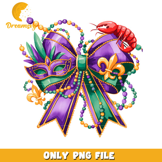 Vintage bow and lobster png, mardi gras png, lobster png