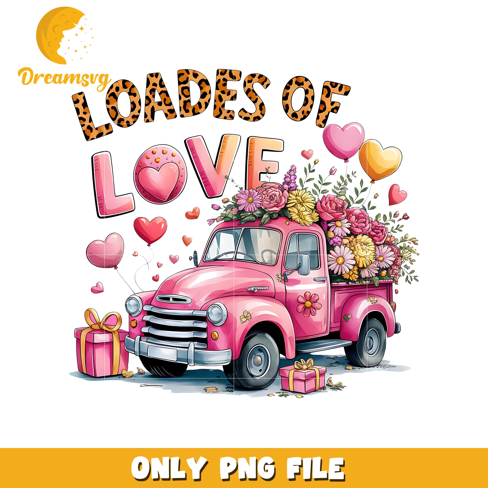 Vintage car loades of love png, load of love png, valentine png