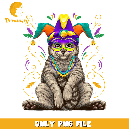 Vintage cat mardi gras hat png, mardi gras colors png, cat png