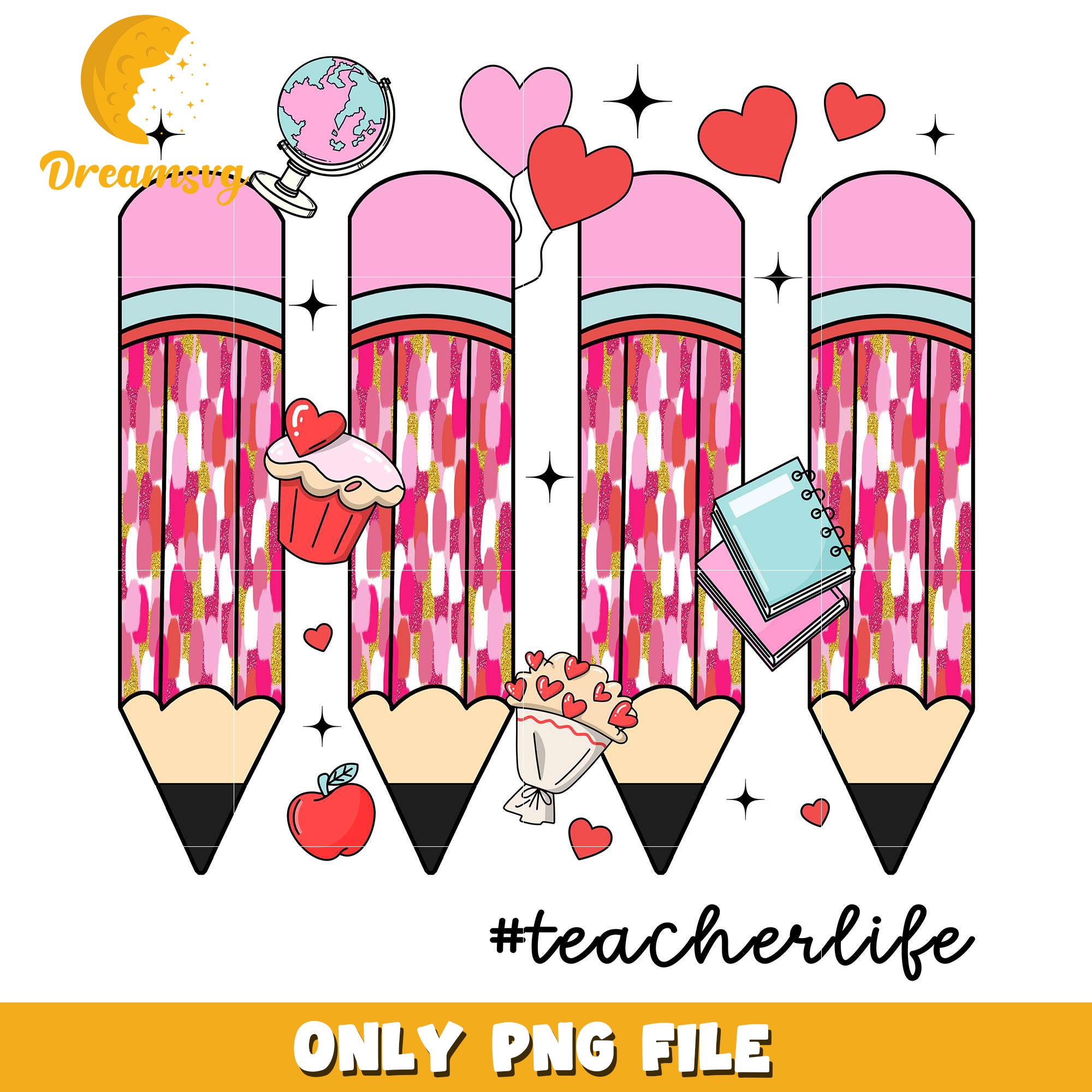 Vintage colorful pencil principal life valentine png, valentine png