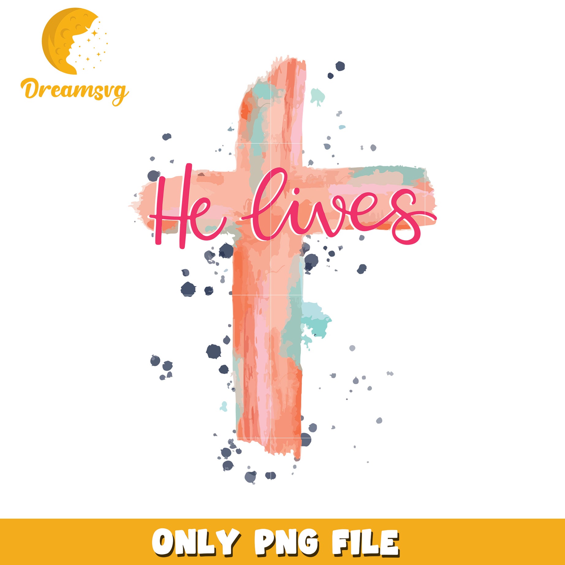 Vintage cross he lives png, happy easter day png, cross png