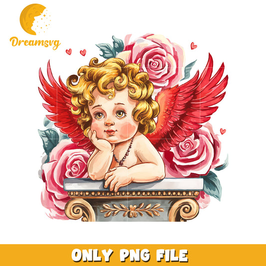 Vintage cupid draw valentine png, angel of love png, valentine png