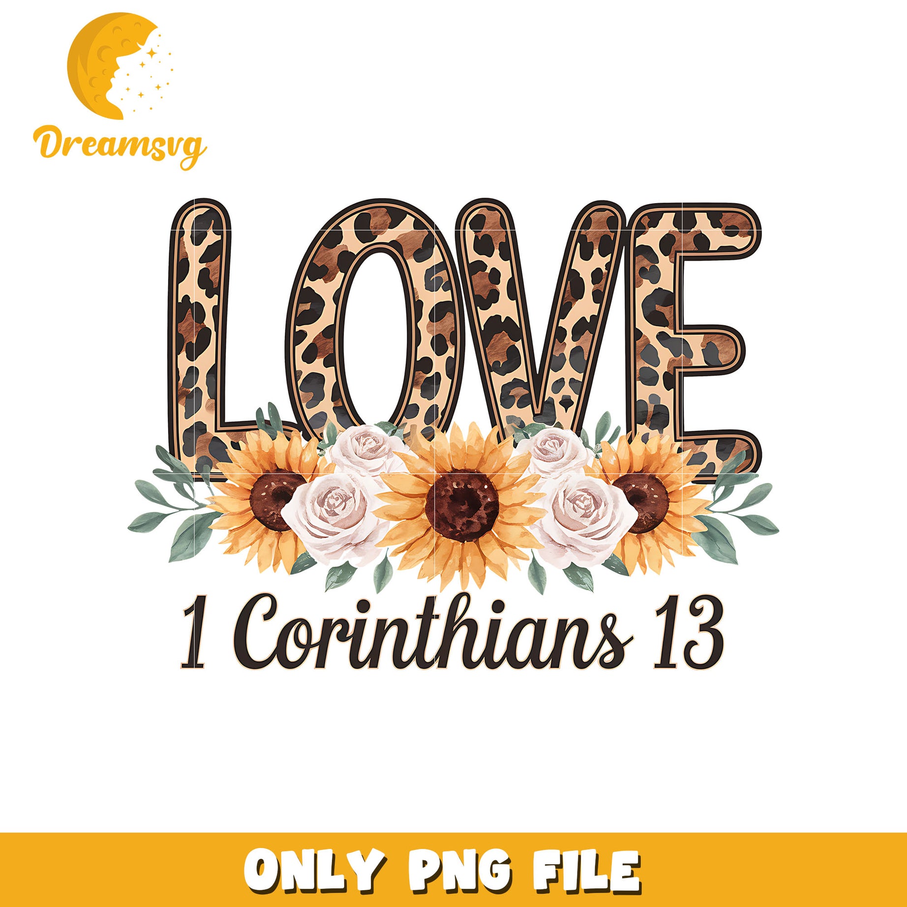 Vintage flower love leopard pattern png, love png, valentine png