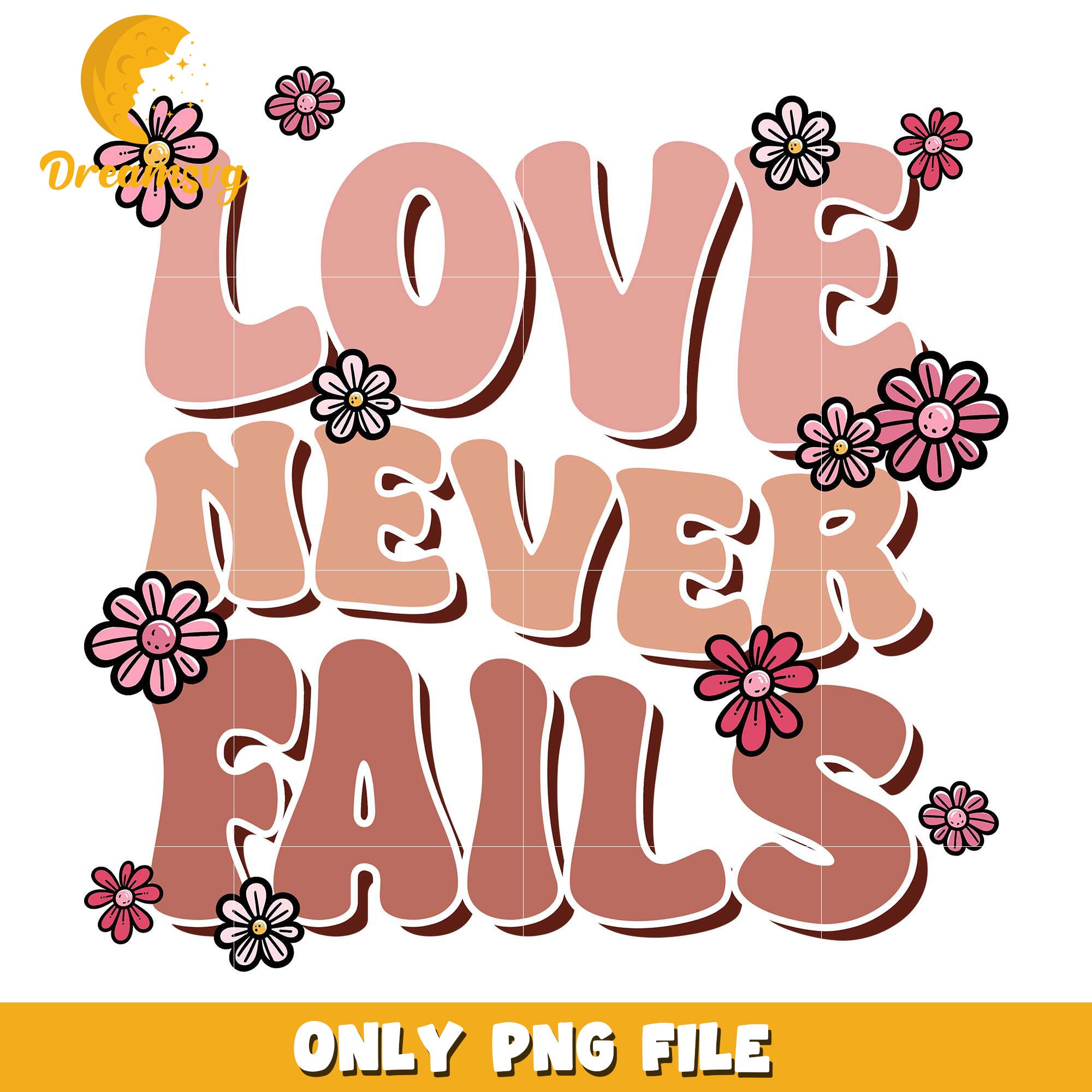Vintage flowr love never fail png, valentine day png, baby png