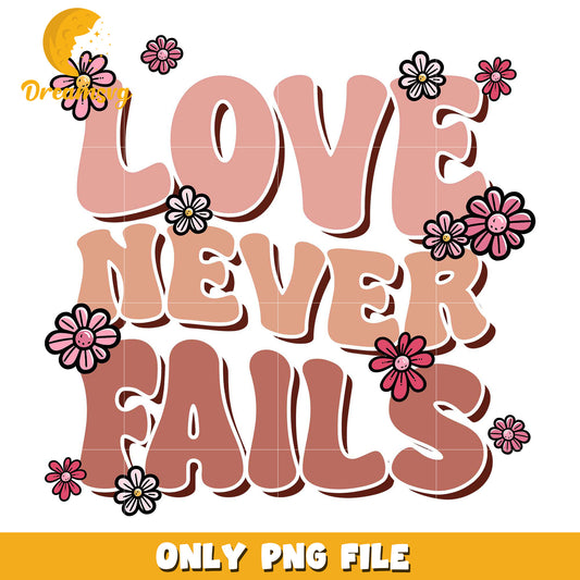 Vintage flowr love never fail png, valentine day png, baby png