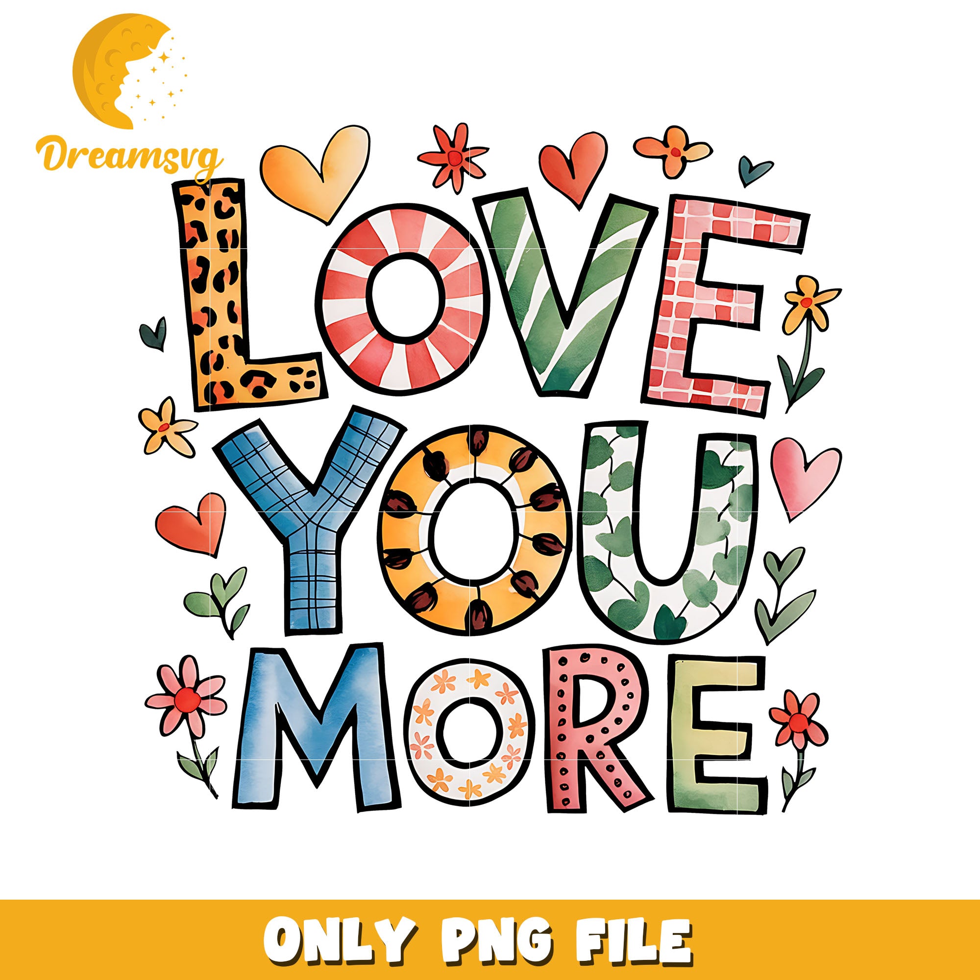Vintage font love you more png, love you png, valentine png
