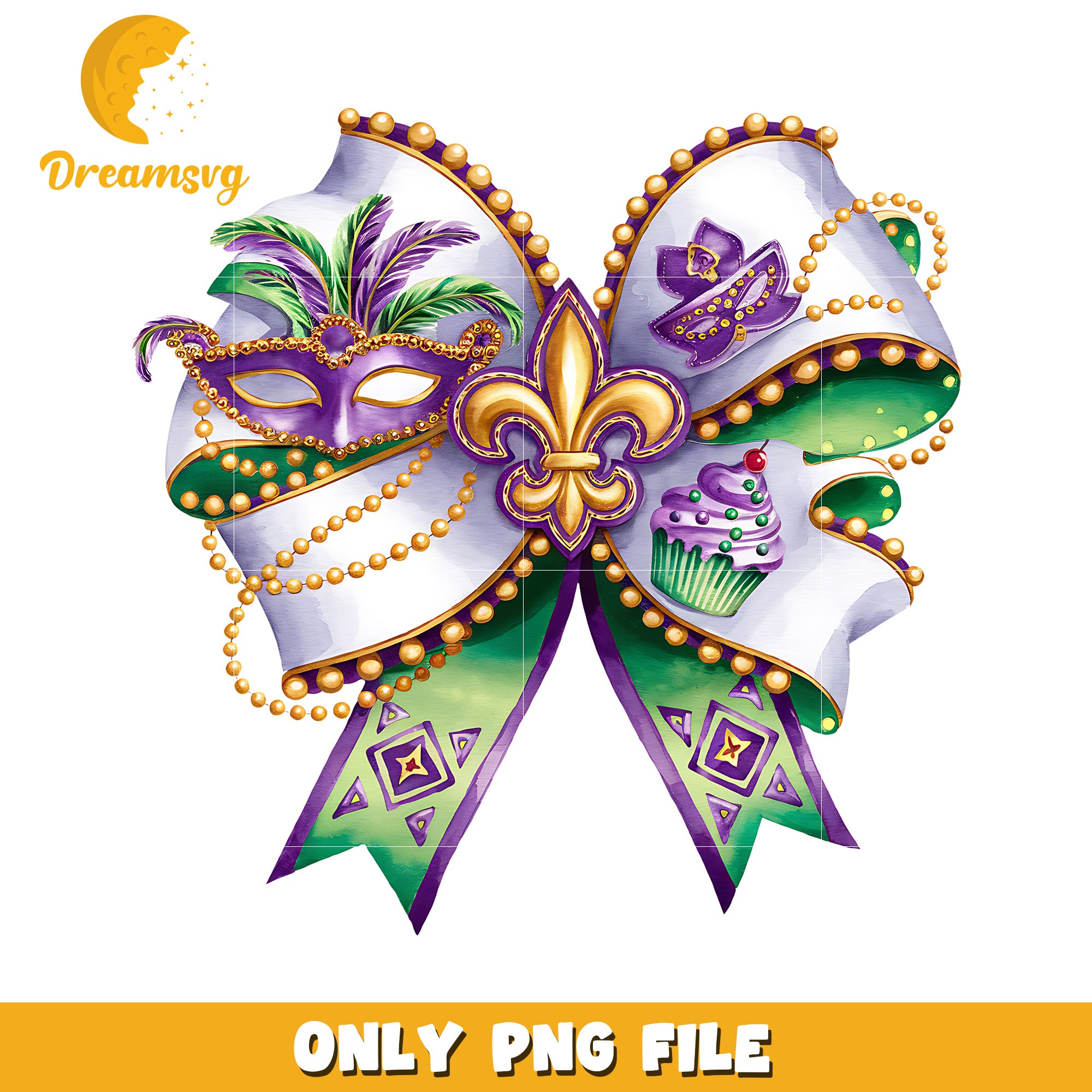 Vintage mardi gras ribbon png, mardi gras decoration png