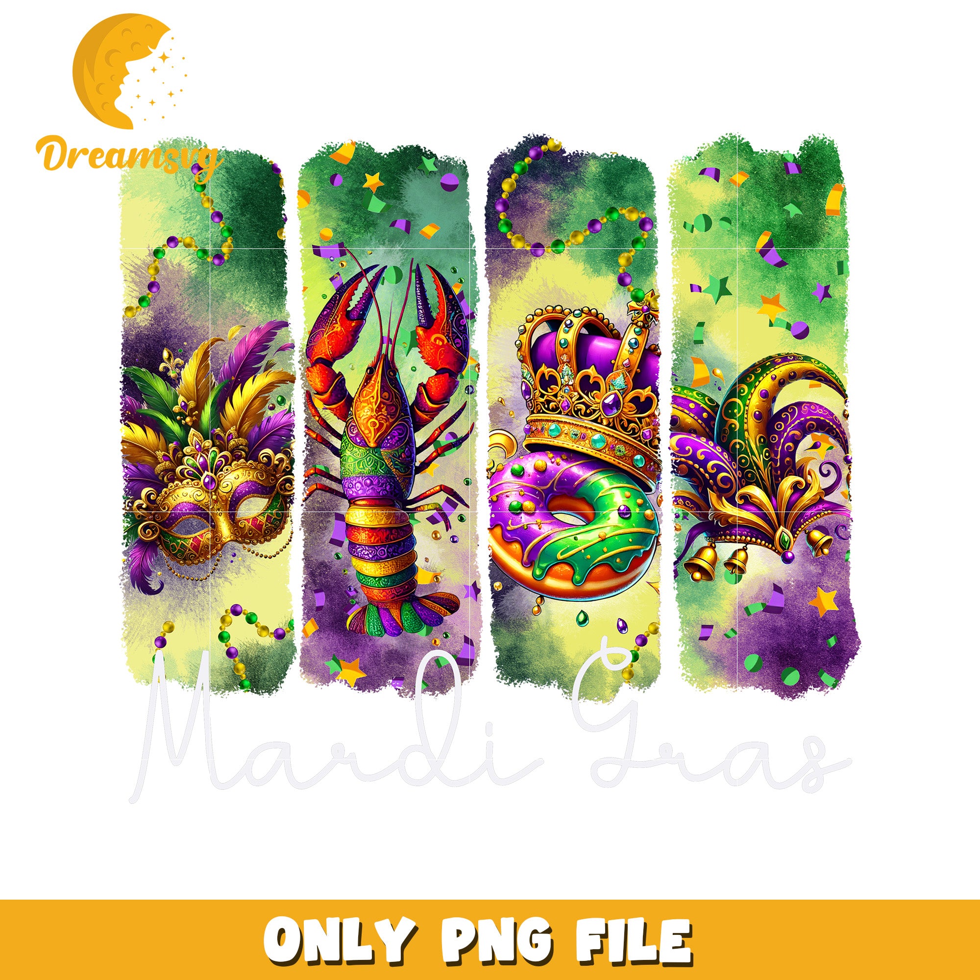 Vintage mardi gras white symbol design png, mardi gras beads png