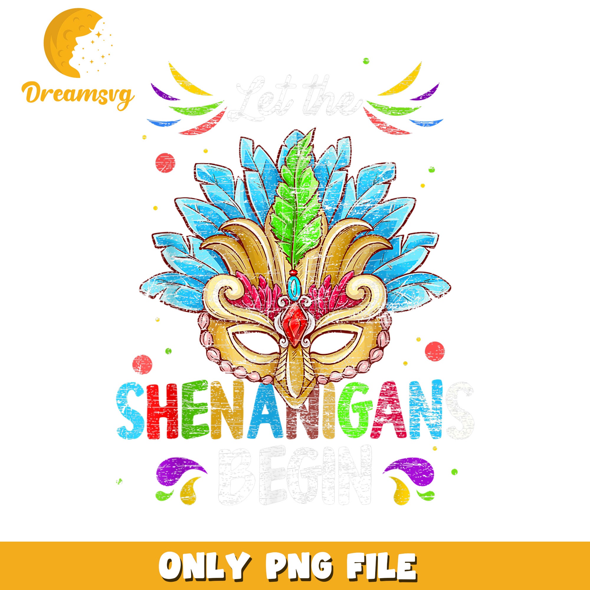 Vintage mask let the shenanigans begin png, mardi gras carnival png