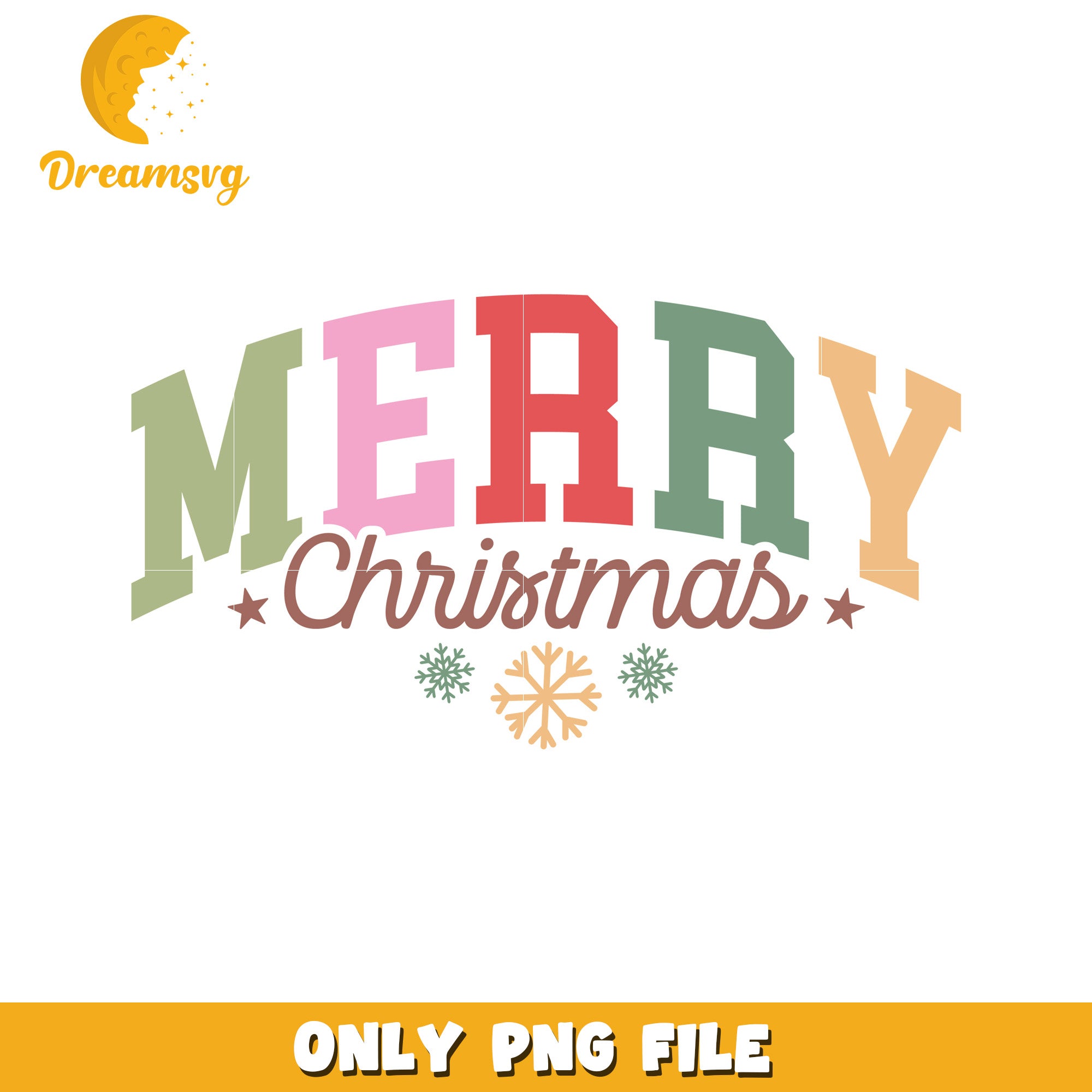 Vintage merry christmas colorful png, christmas font png