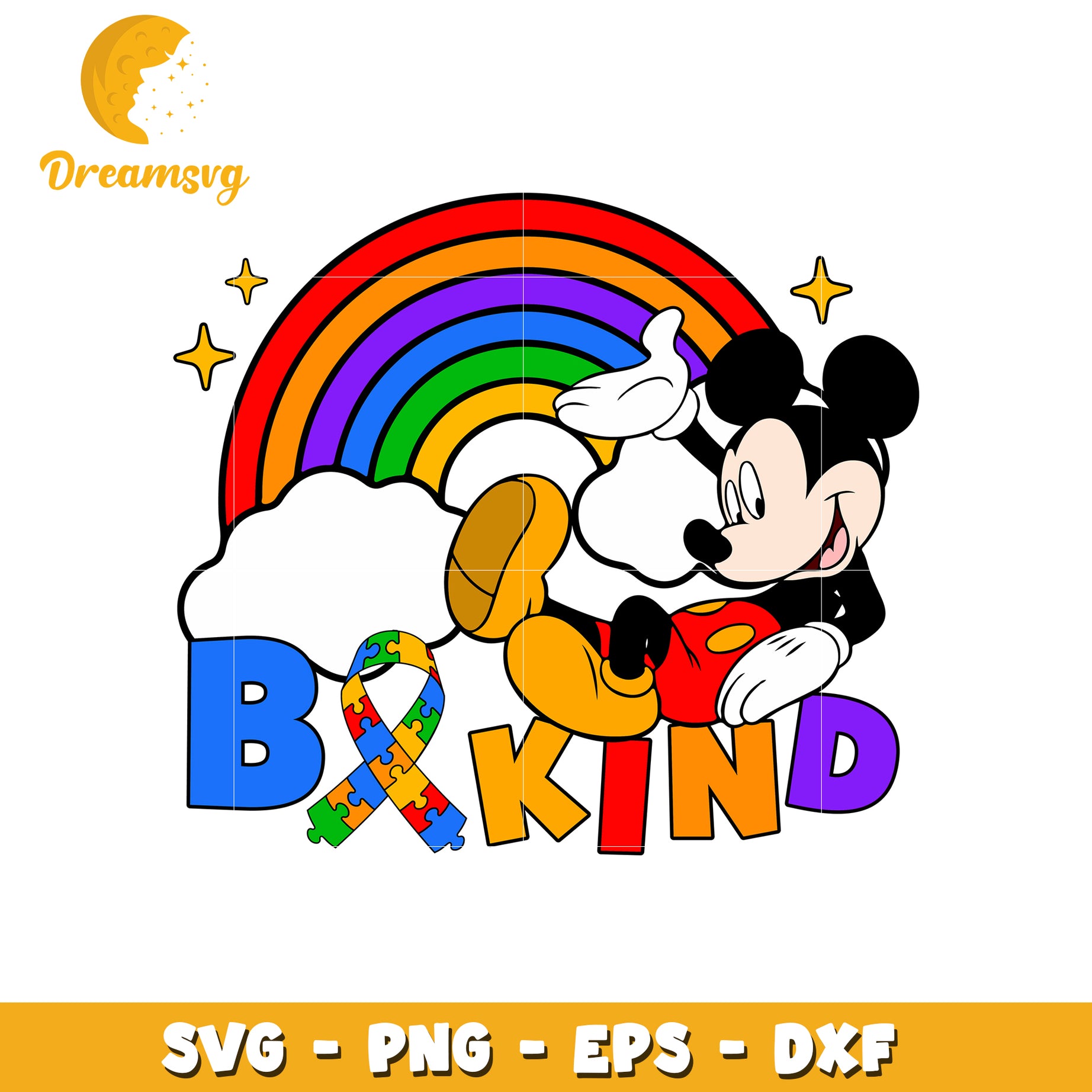 Vintage rainbow be kind svg, mickey svg, autism awareness svg