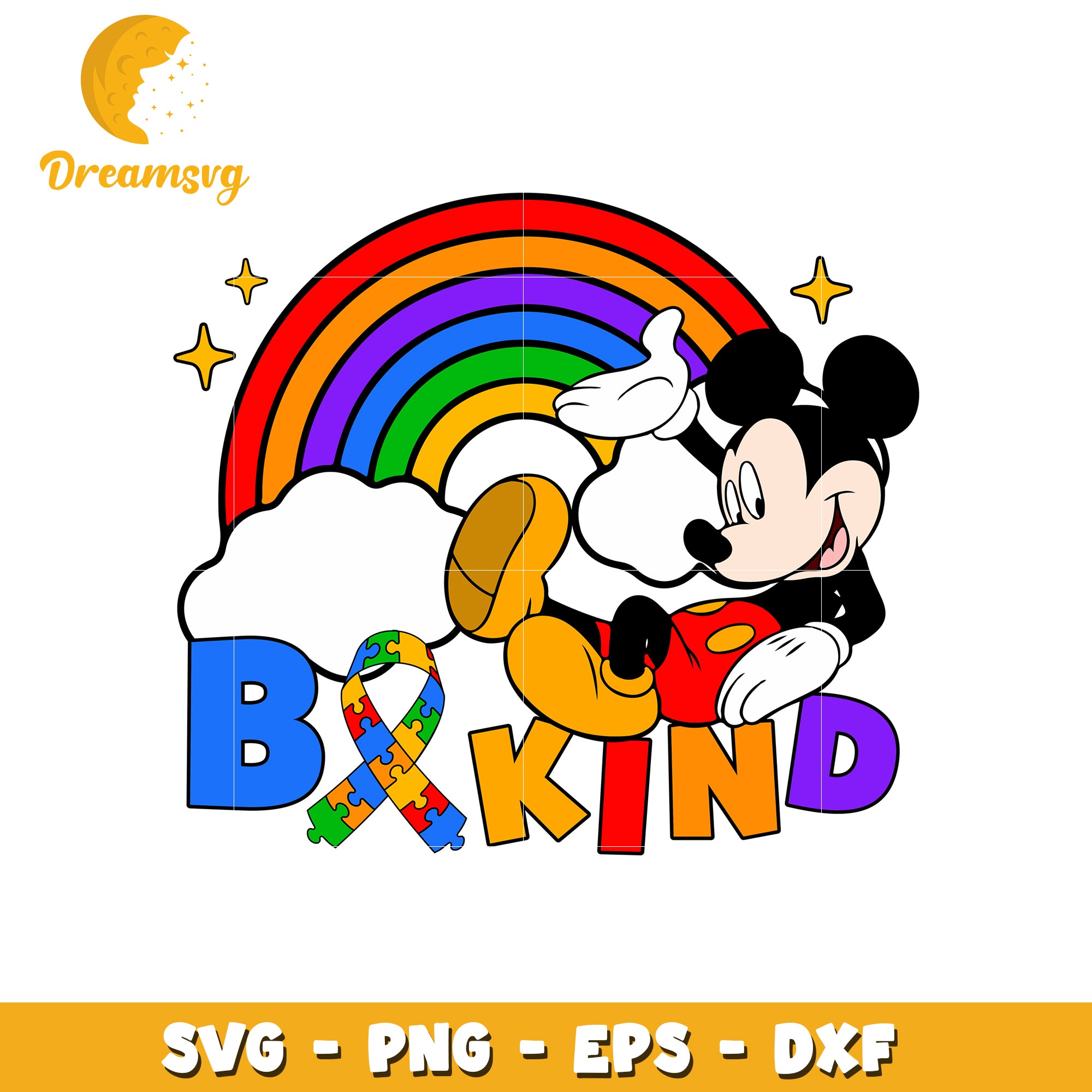 Vintage rainbow be kind svg, mickey svg, autism awareness svg