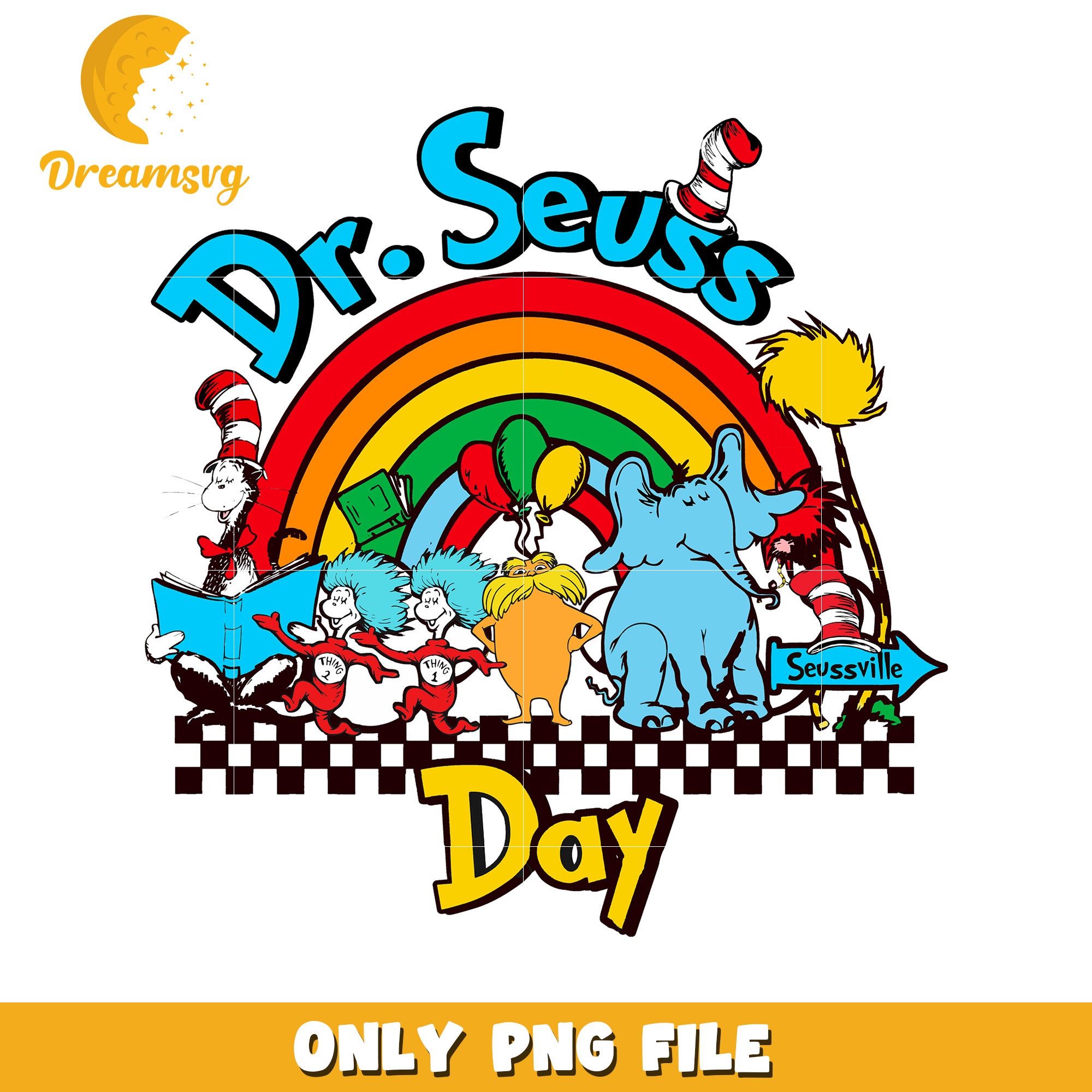 Vintage rainbow dr seuss day png, dr seuss day png, cartoon png