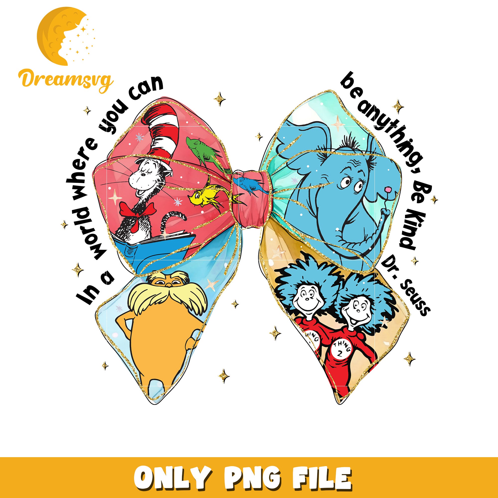 Vintage ribbon dr seuss characters png, dr seuss png, ribbon png
