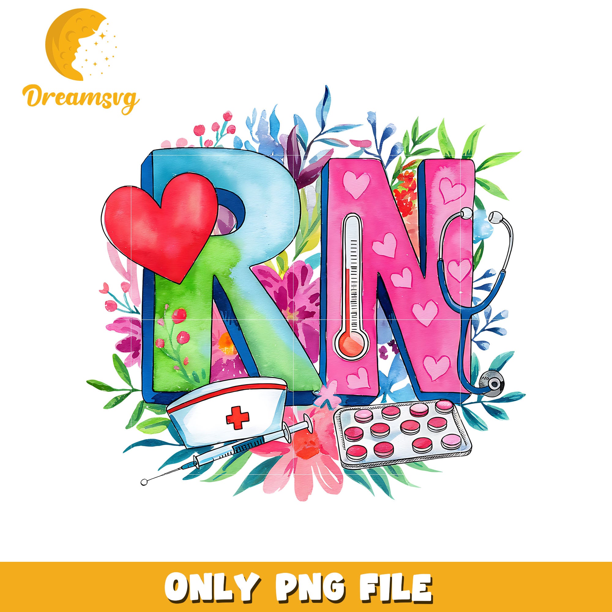 Vintage rn nurse valentine design png, nurse valentine png