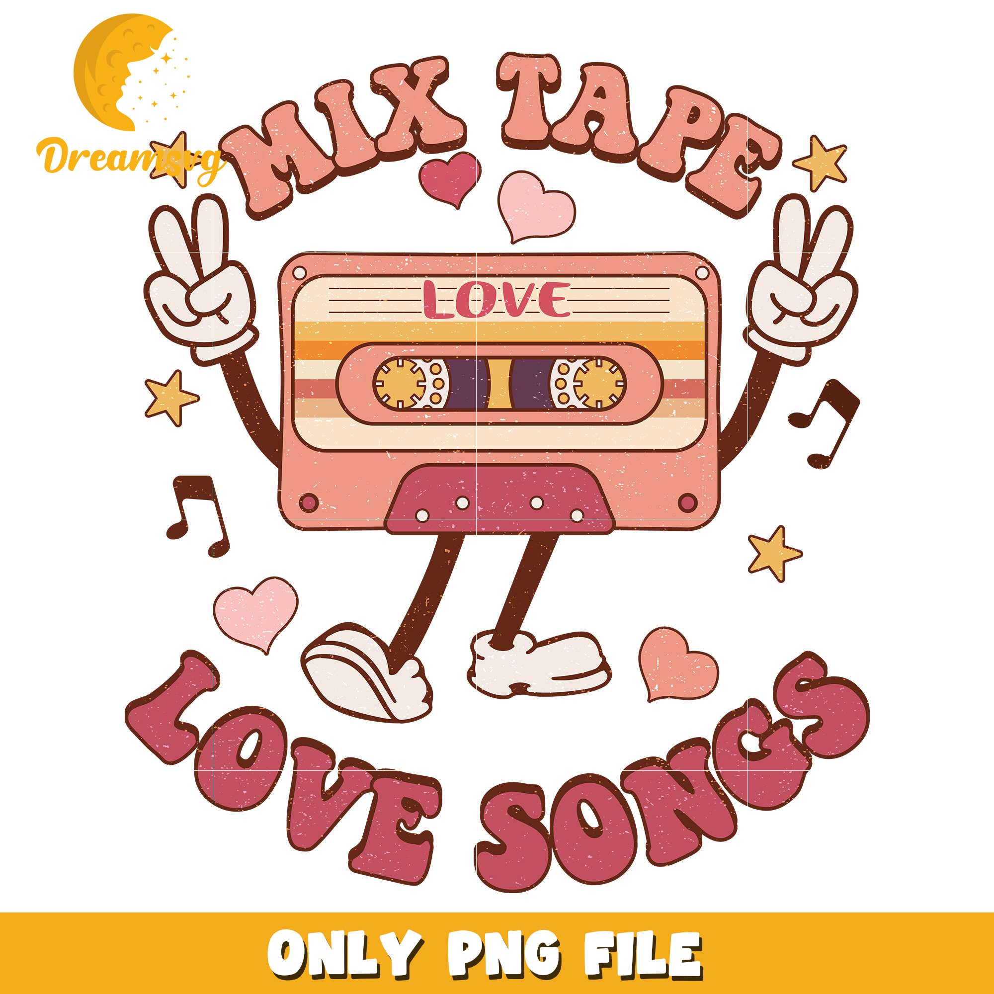 Vintage western casette mix tapes png, love songs png