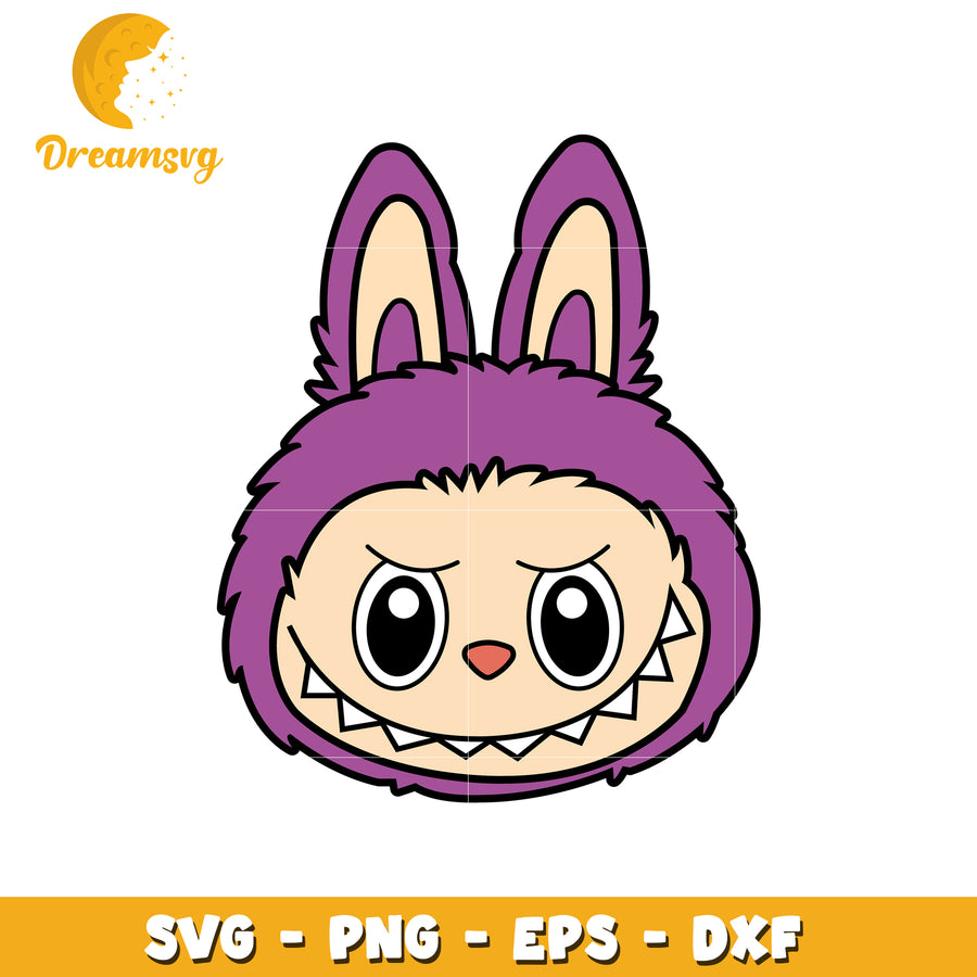 Violet labubu head svg, popmart labubu svg, labubu dolls svg