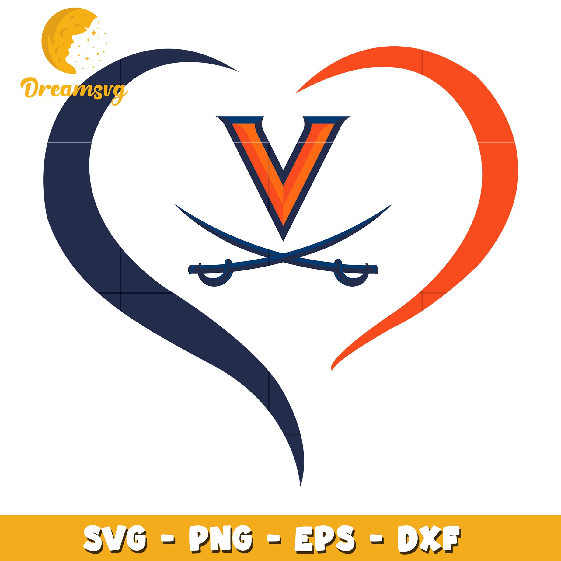 Virginia Cavaliers Heart SVG Design for Fans and Crafts