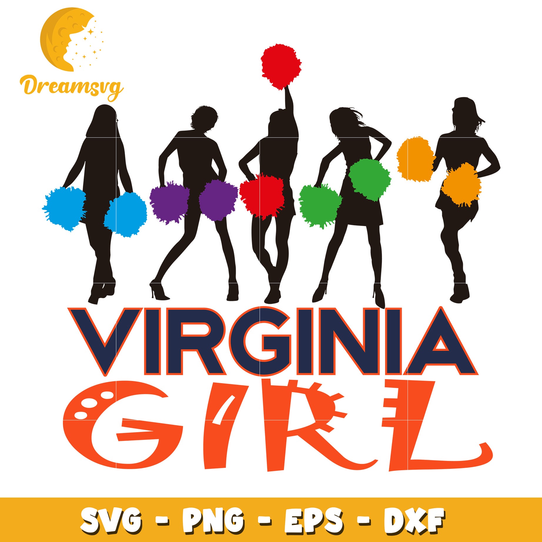 Virginia Girl Cheerleader SVG PNG EPS DXF