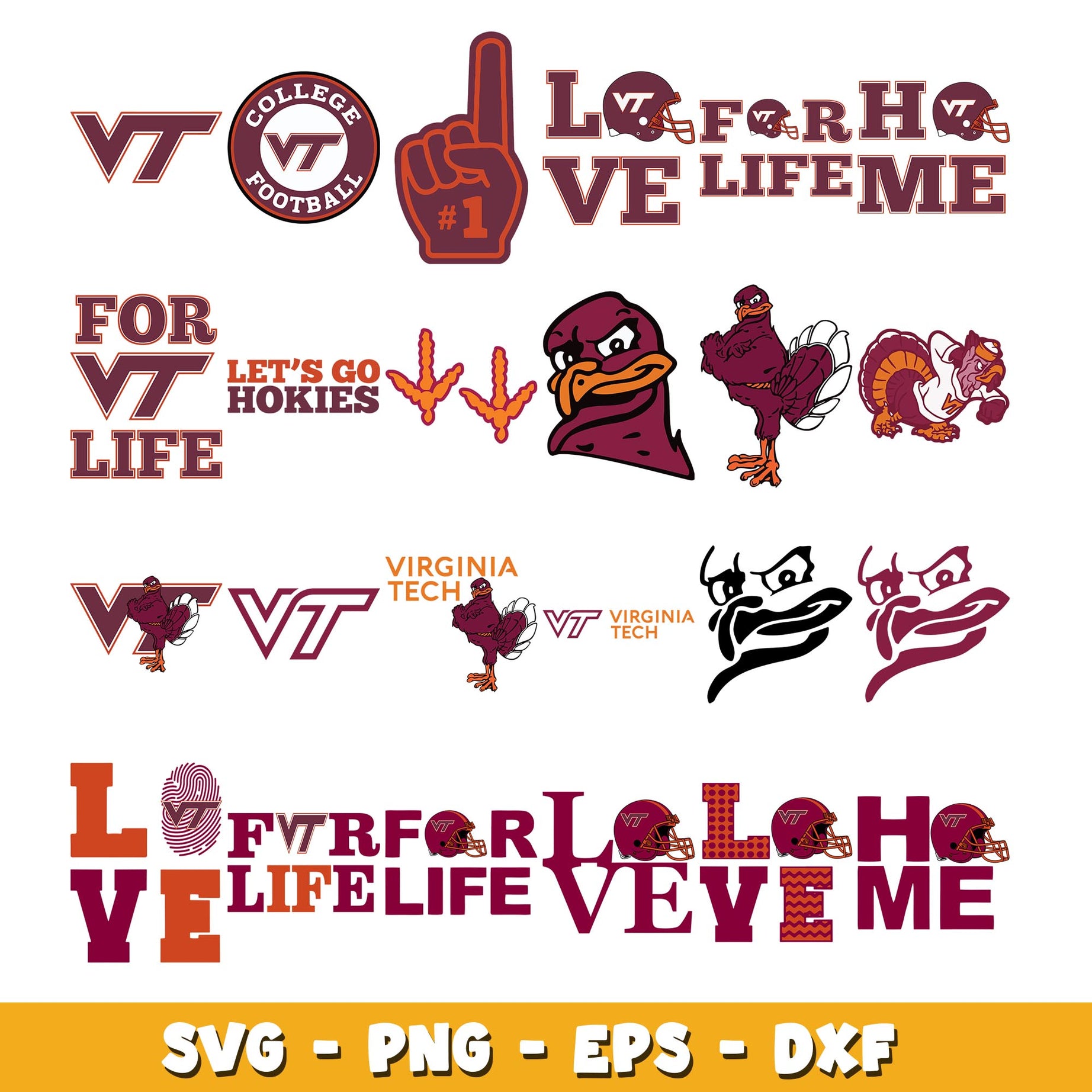 Virginia Tech love Bundle svg, Virginia Tech logo svg, ncaa svg 