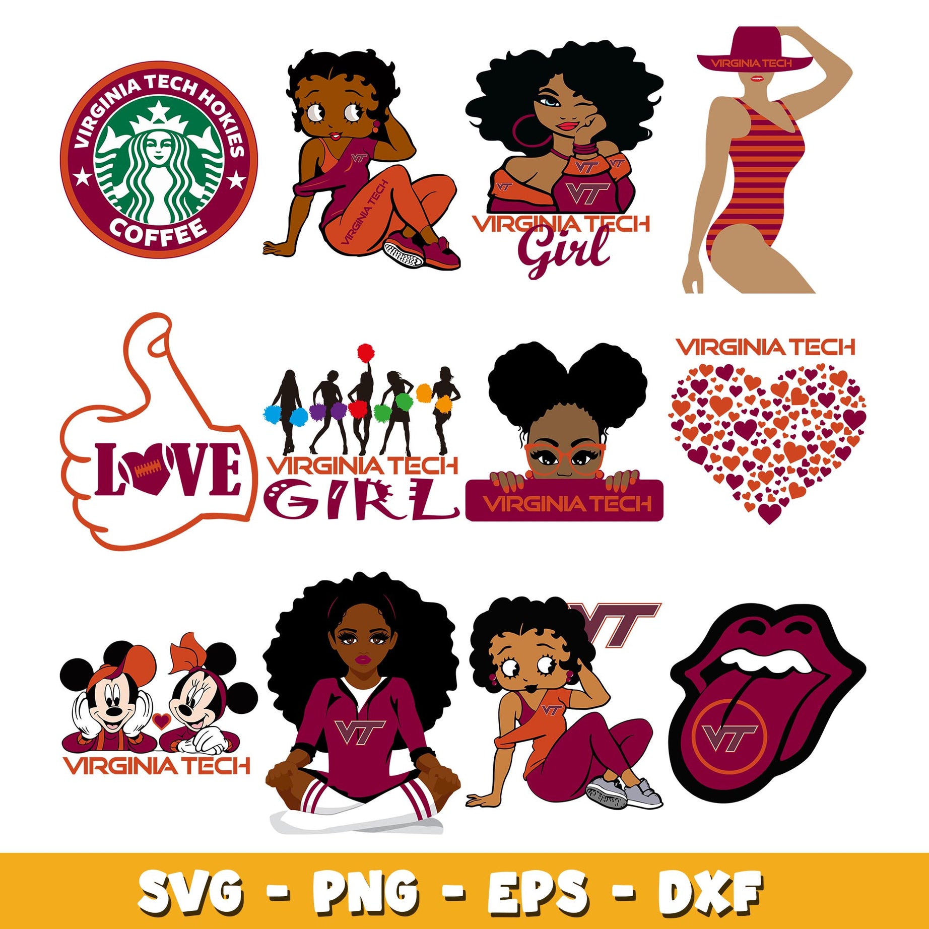 Virginia Tech girl Bundle svg, Virginia Tech logo svg, ncaa svg 