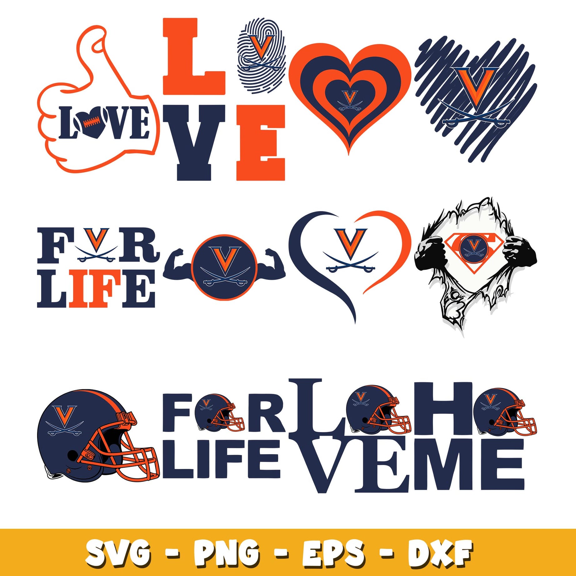 Virginia Football love Bundle svg, Virginia  logo svg, ncaa svg 