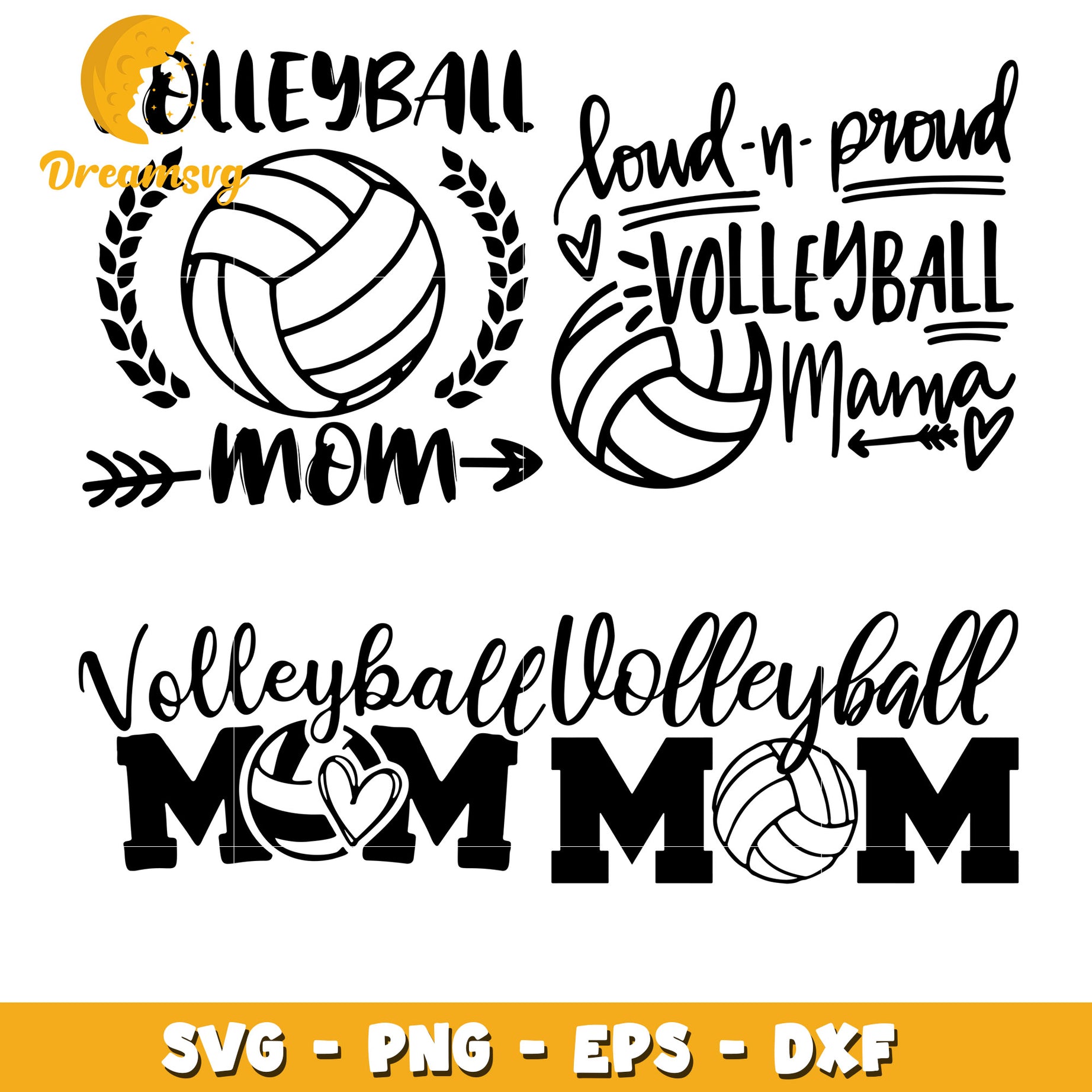 Volleyball mom bundle svg, loud proud volleyball mama svg, mom svg