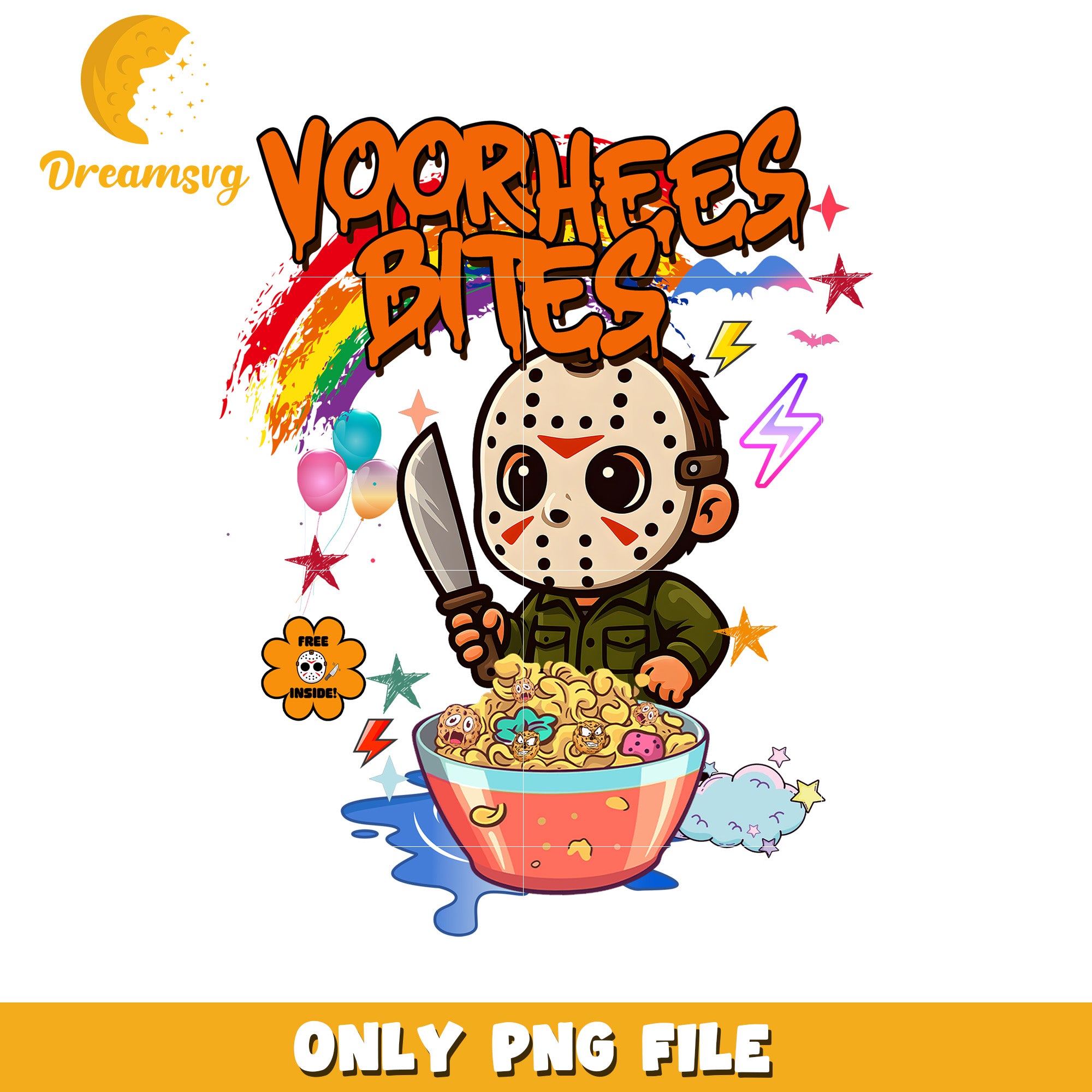 Voorhees bites design png, halloween png, halloween season png
