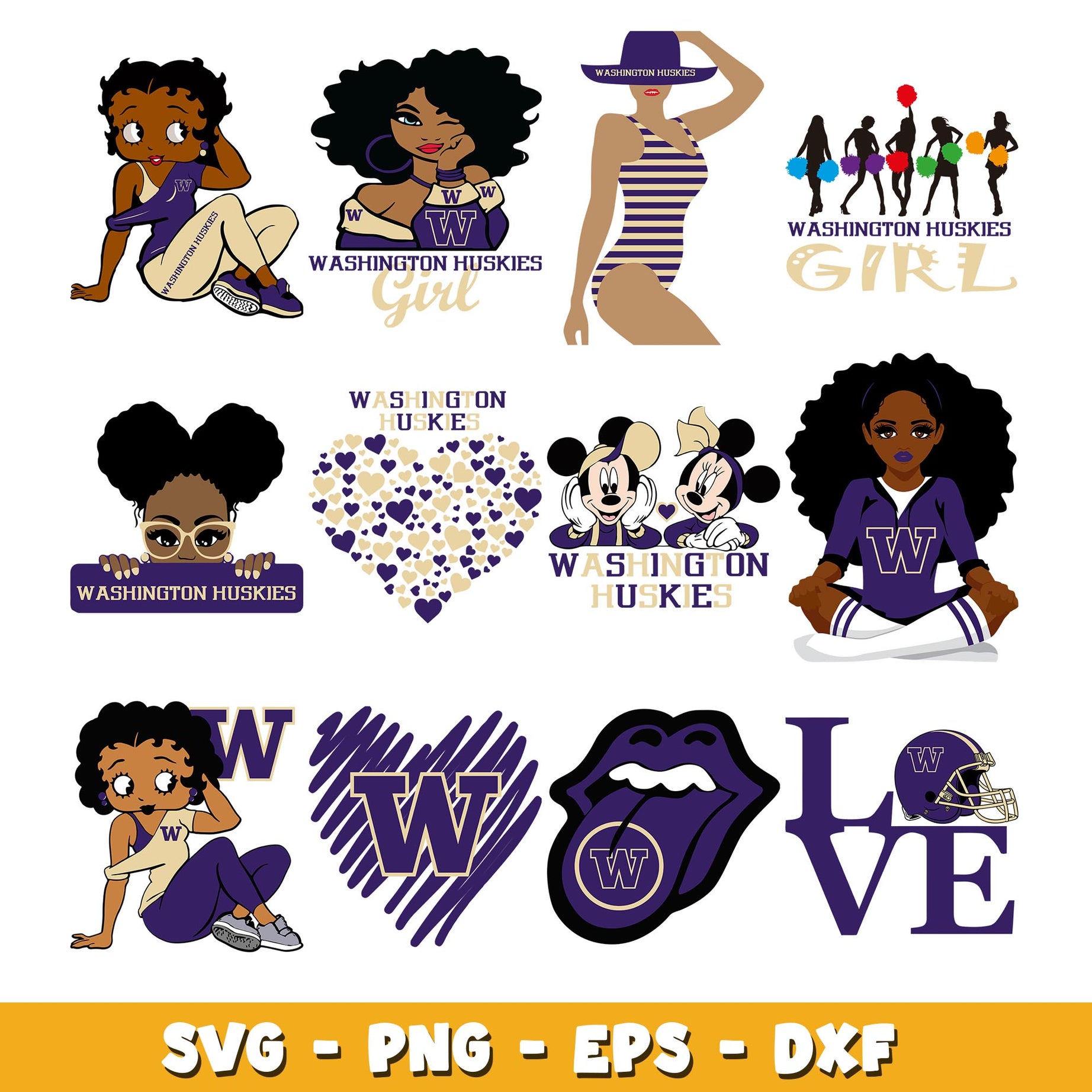 washington huskies girl Bundle svg, washington huskies logo svg, ncaa svg 