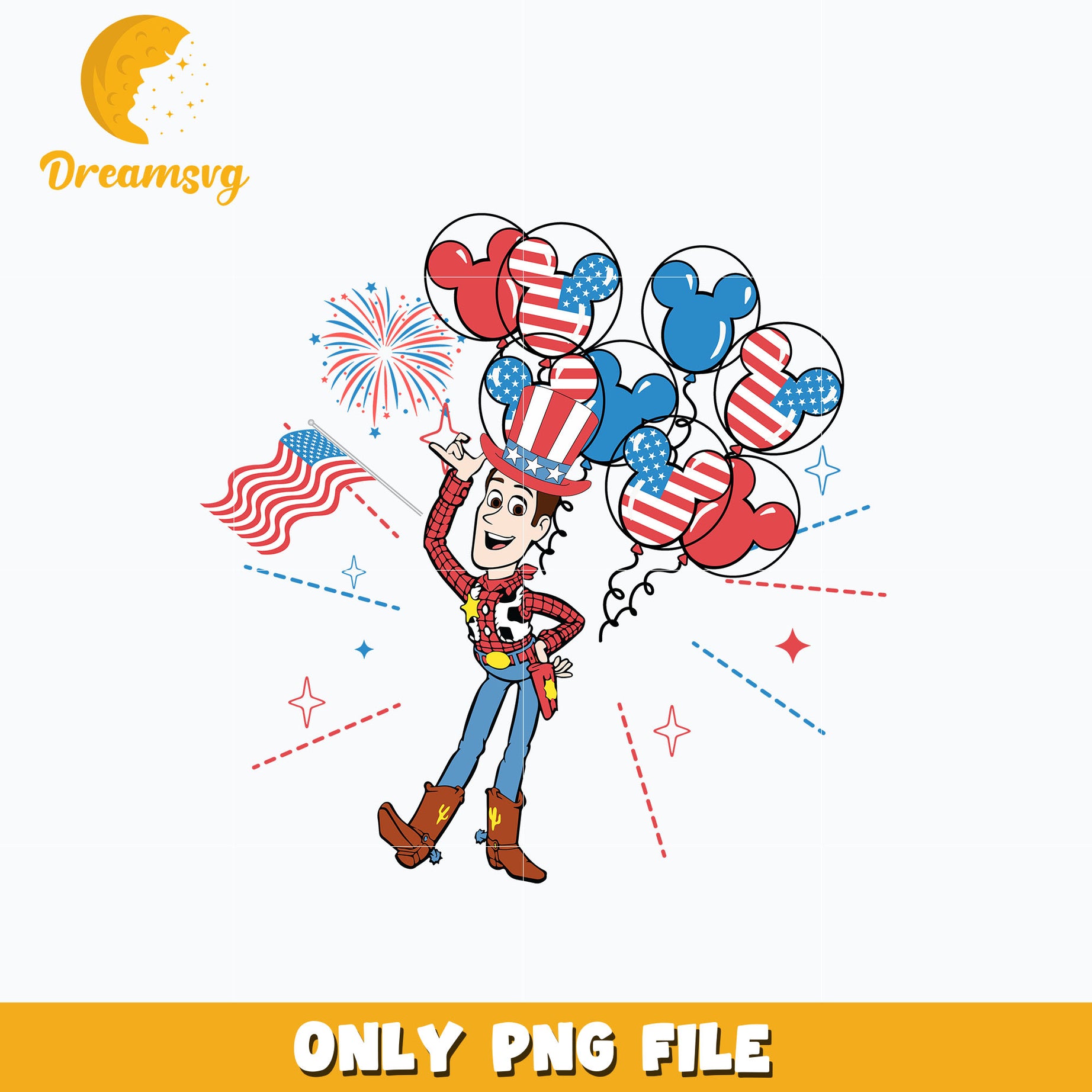 Woody american design png, Toy story png