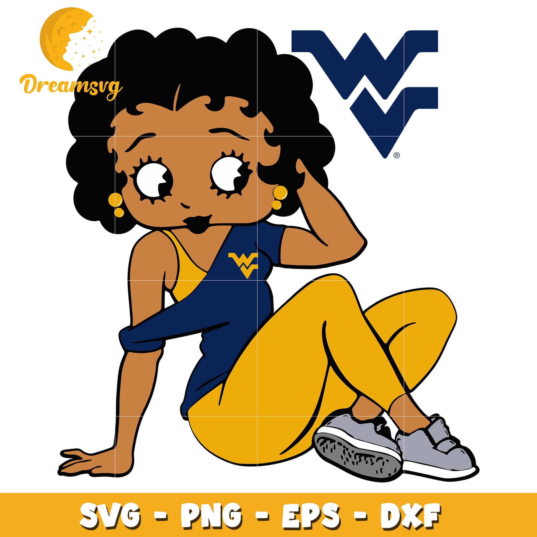 WVU Betty Boop SVG PNG EPS DXF