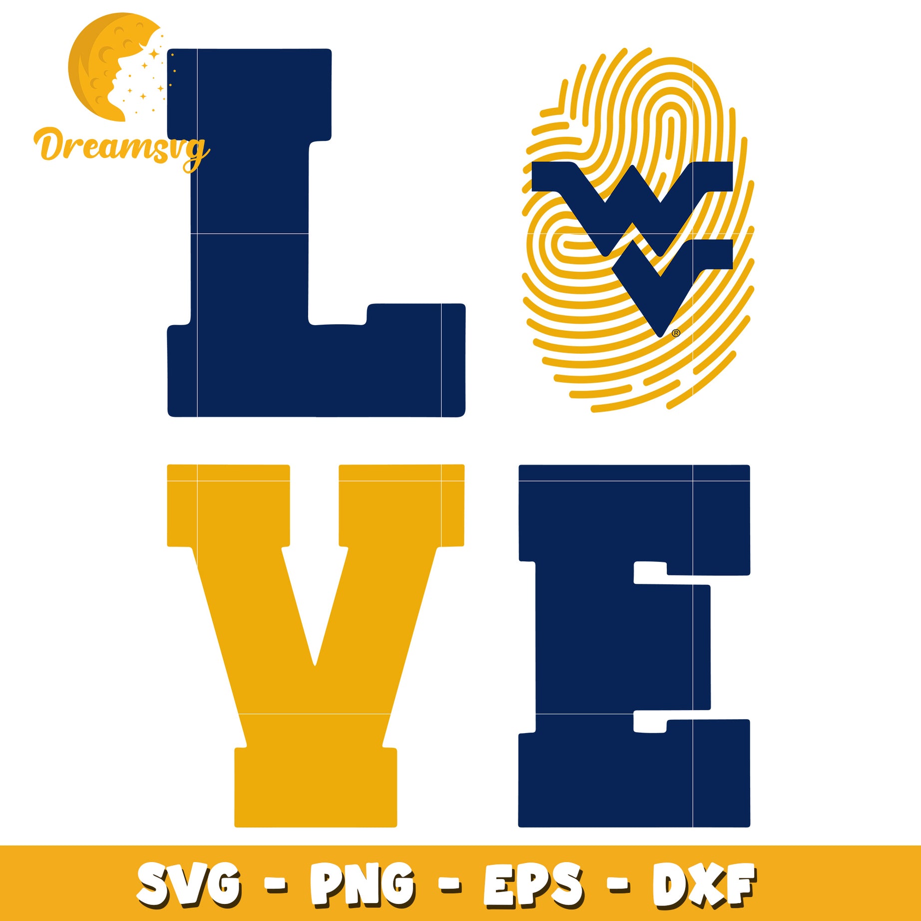 WVU Love SVG PNG EPS DXF Cut Files