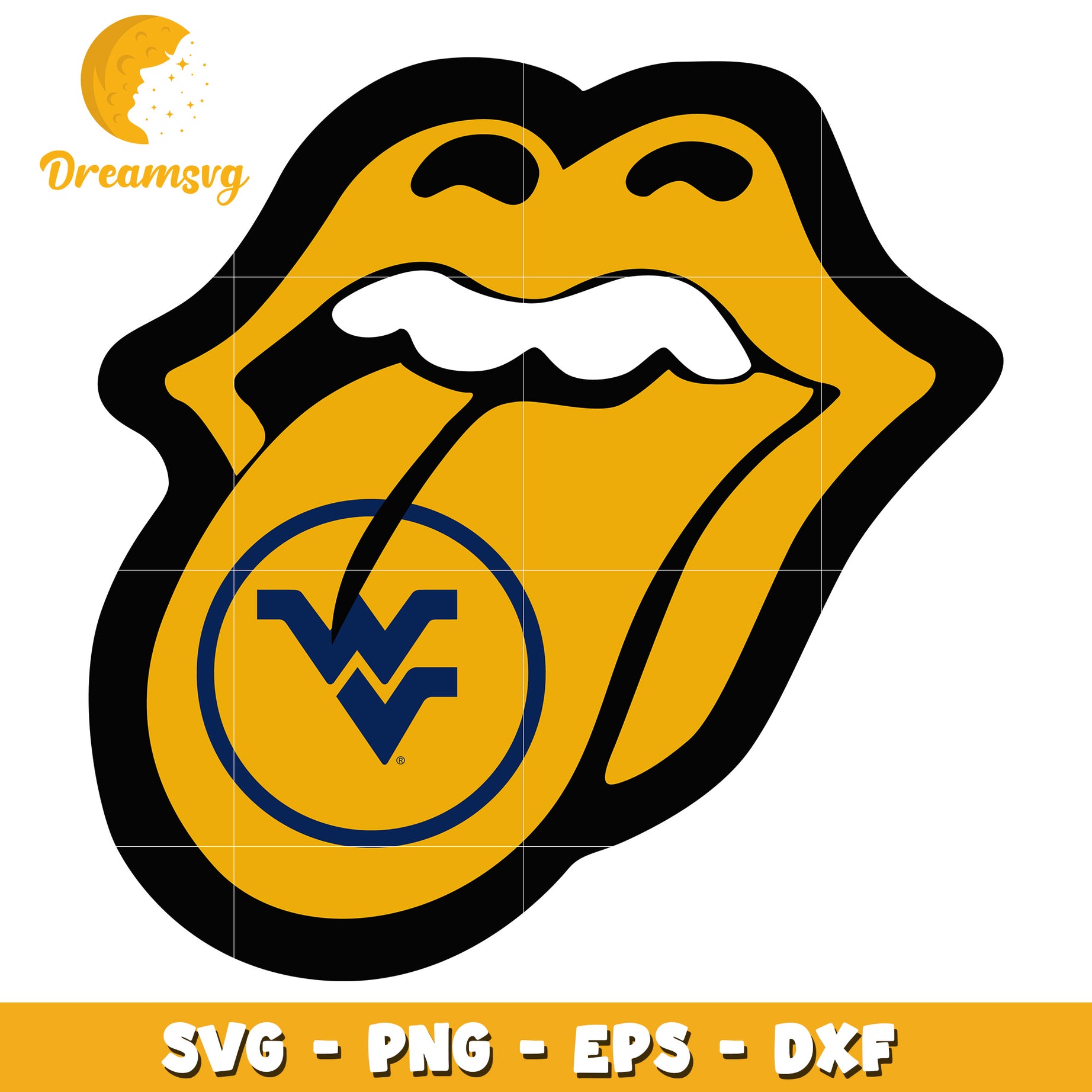 WVU Rolling Stones Tongue SVG Cut File