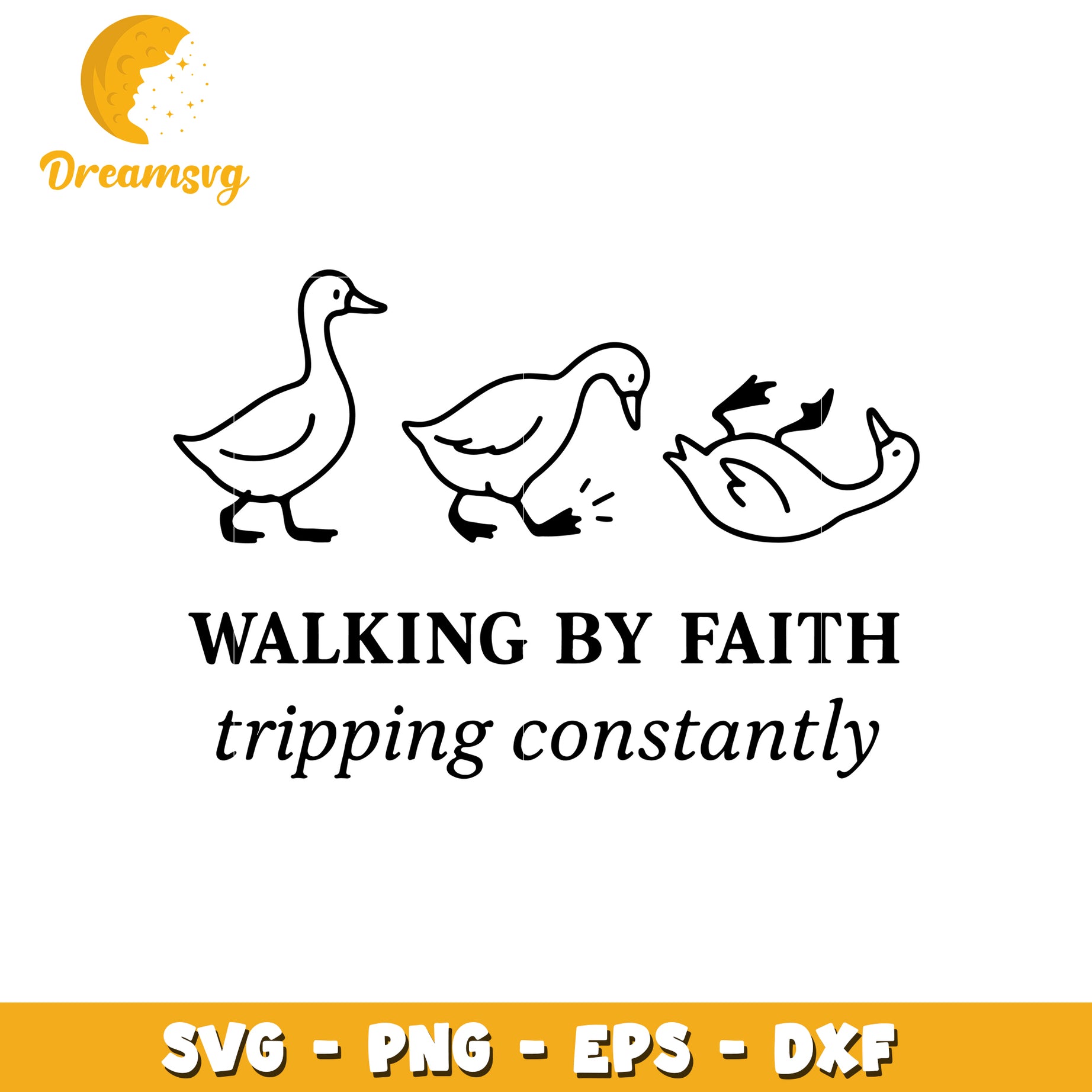 Walking by faith tripping constantly svg, funny goose svg, cartoon characters svg