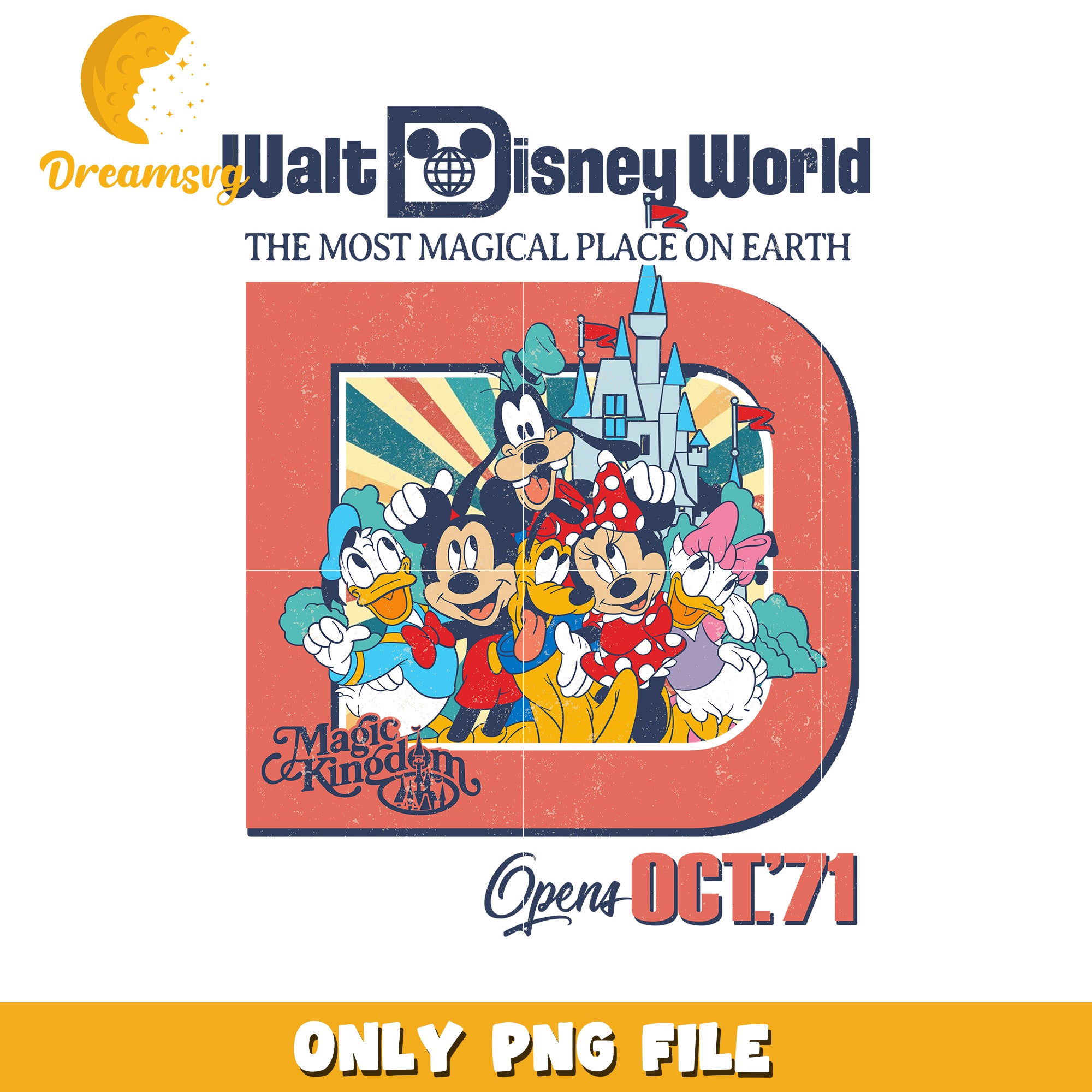 Walt Disney World Vintage Magic Kingdom PNG Artwork