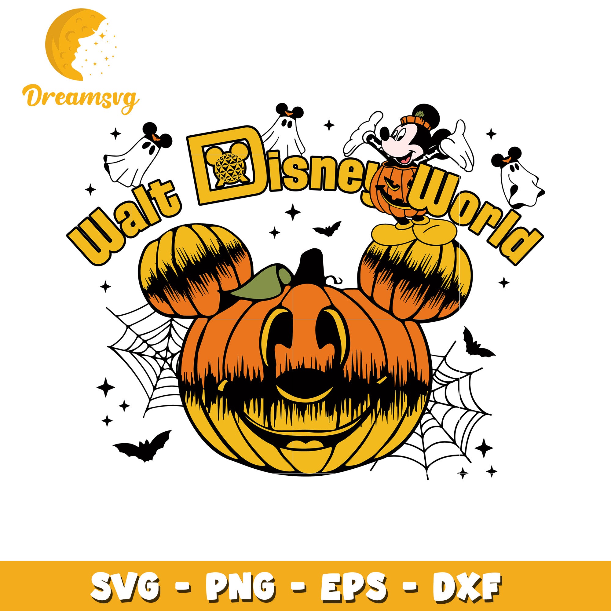 Walt Disney world Micket pumpkin svg, Disney friends halloween vibes svg