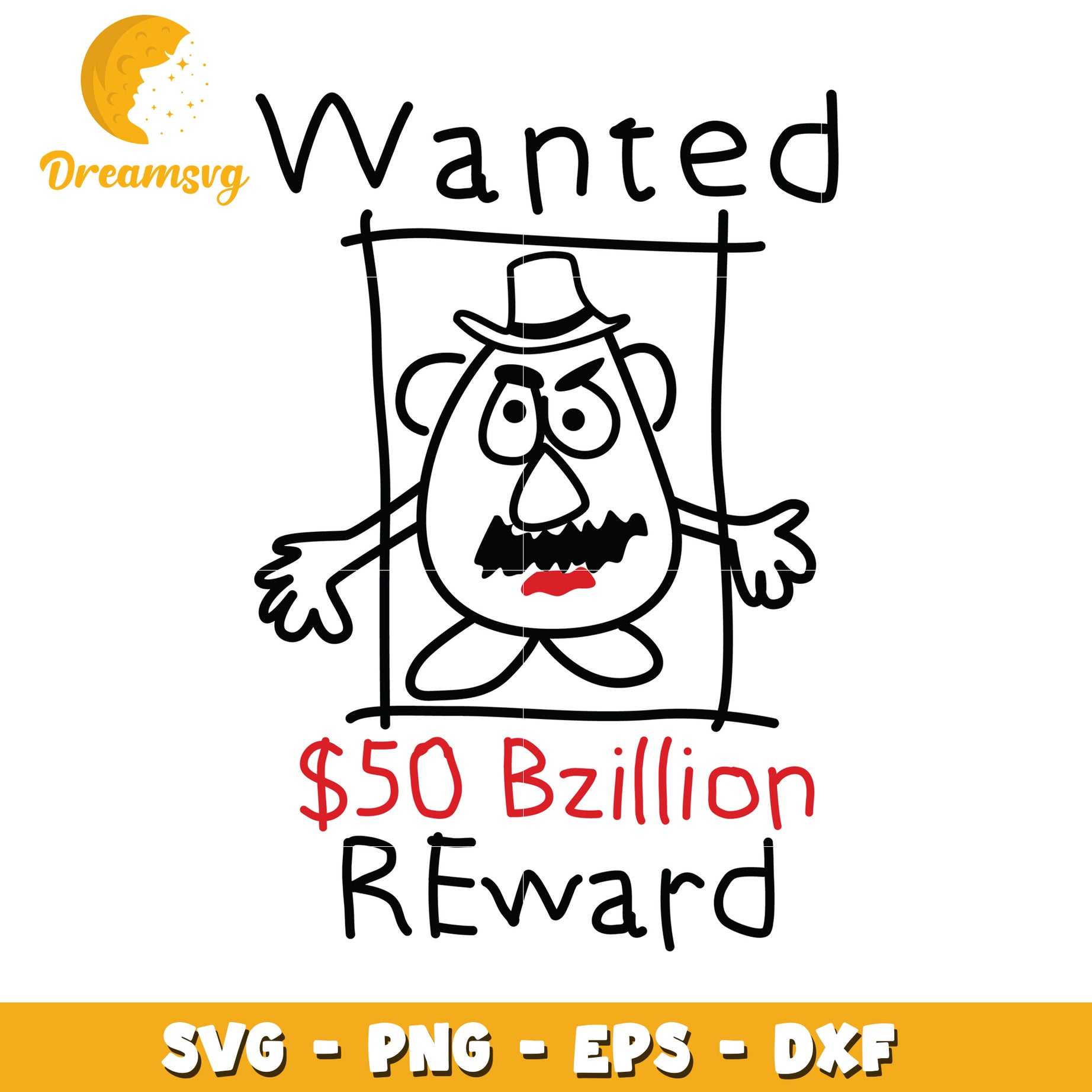 Wanted Mr Potato Head SVG PNG EPS DXF