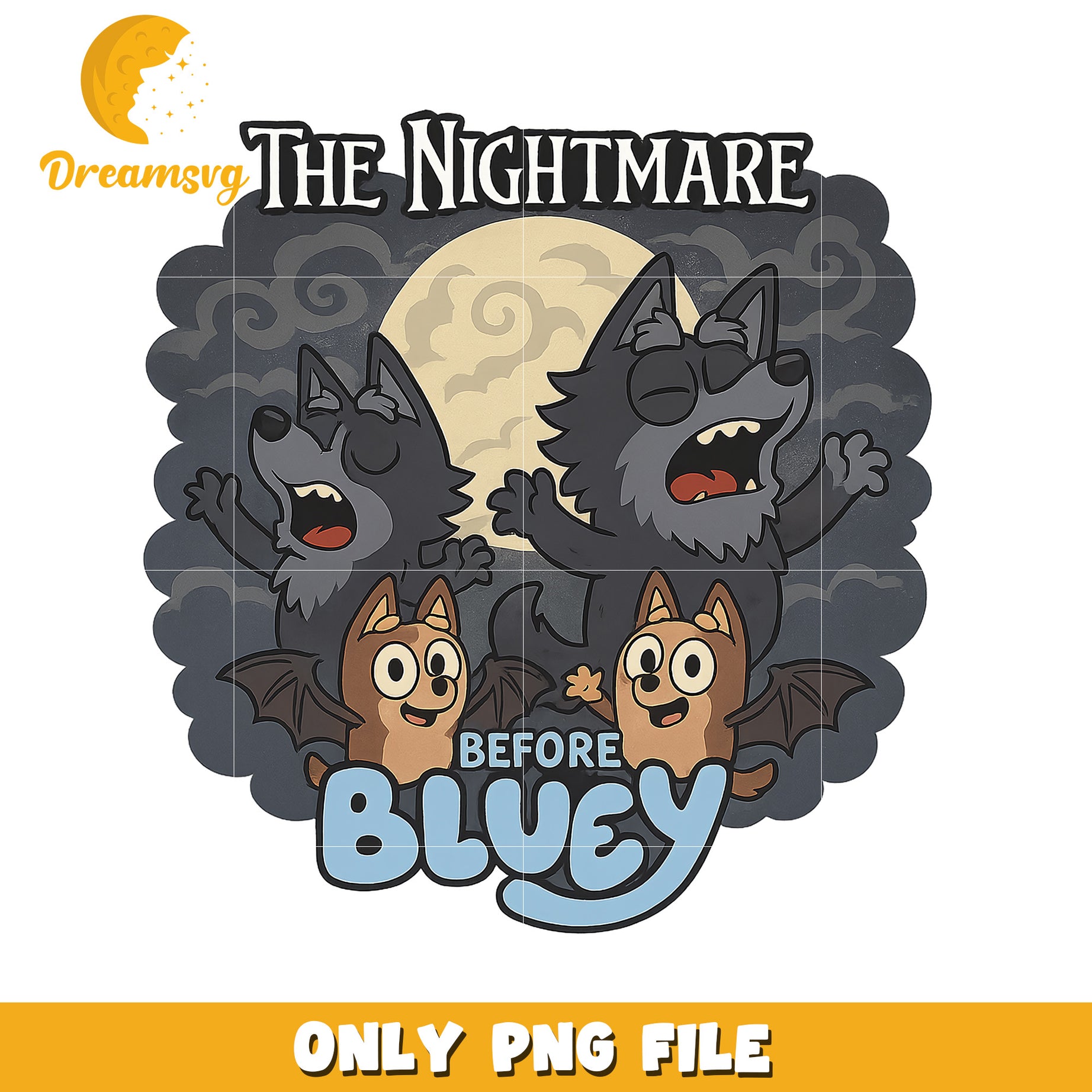 Warewolf and bluey png, spirit halloween png, trick or treat png
