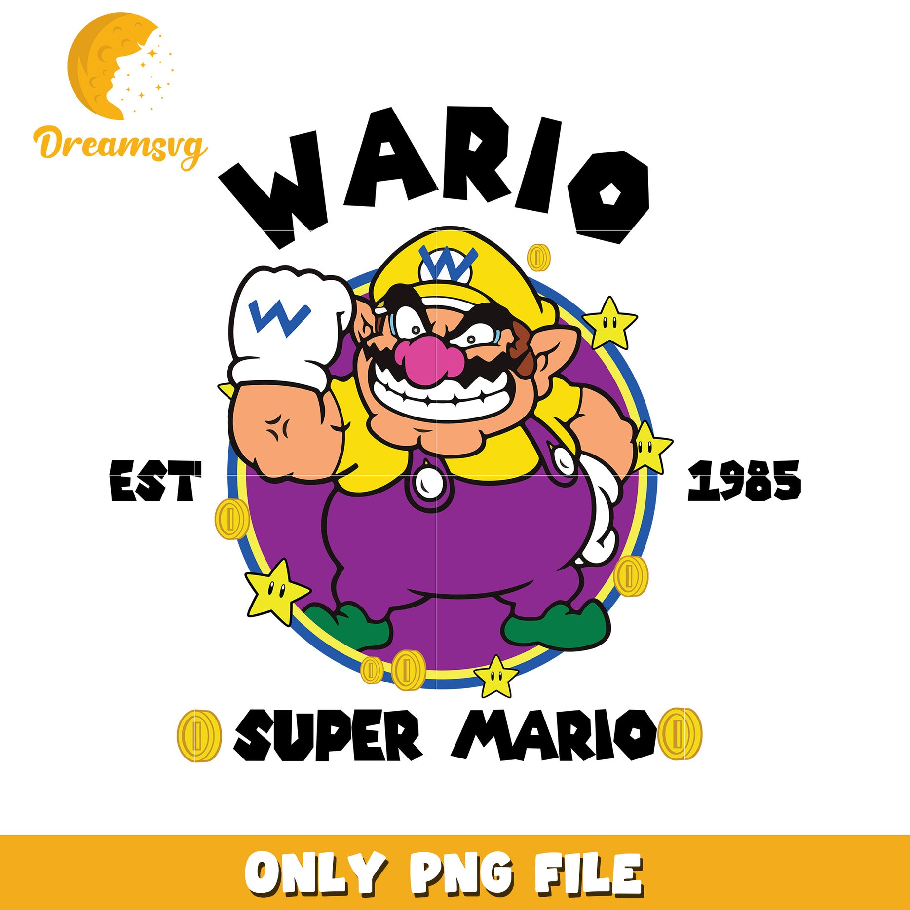 Wario super mario est 1985 png, super mario characters png, vintage mario design png