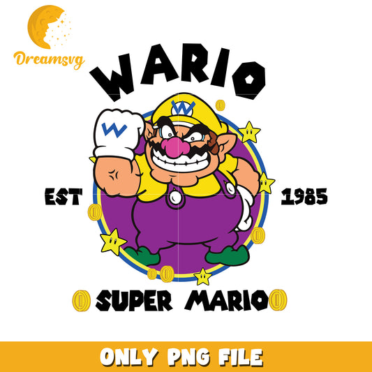 Wario super mario est 1985 png, super mario characters png, vintage mario design png
