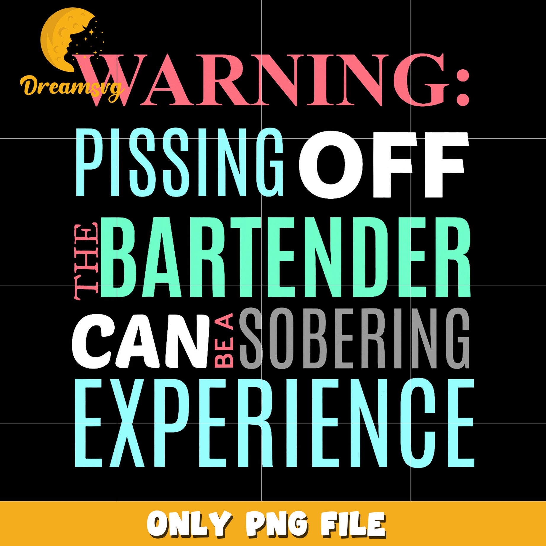 Warning pissing off bartender png, funny bartender quotes png